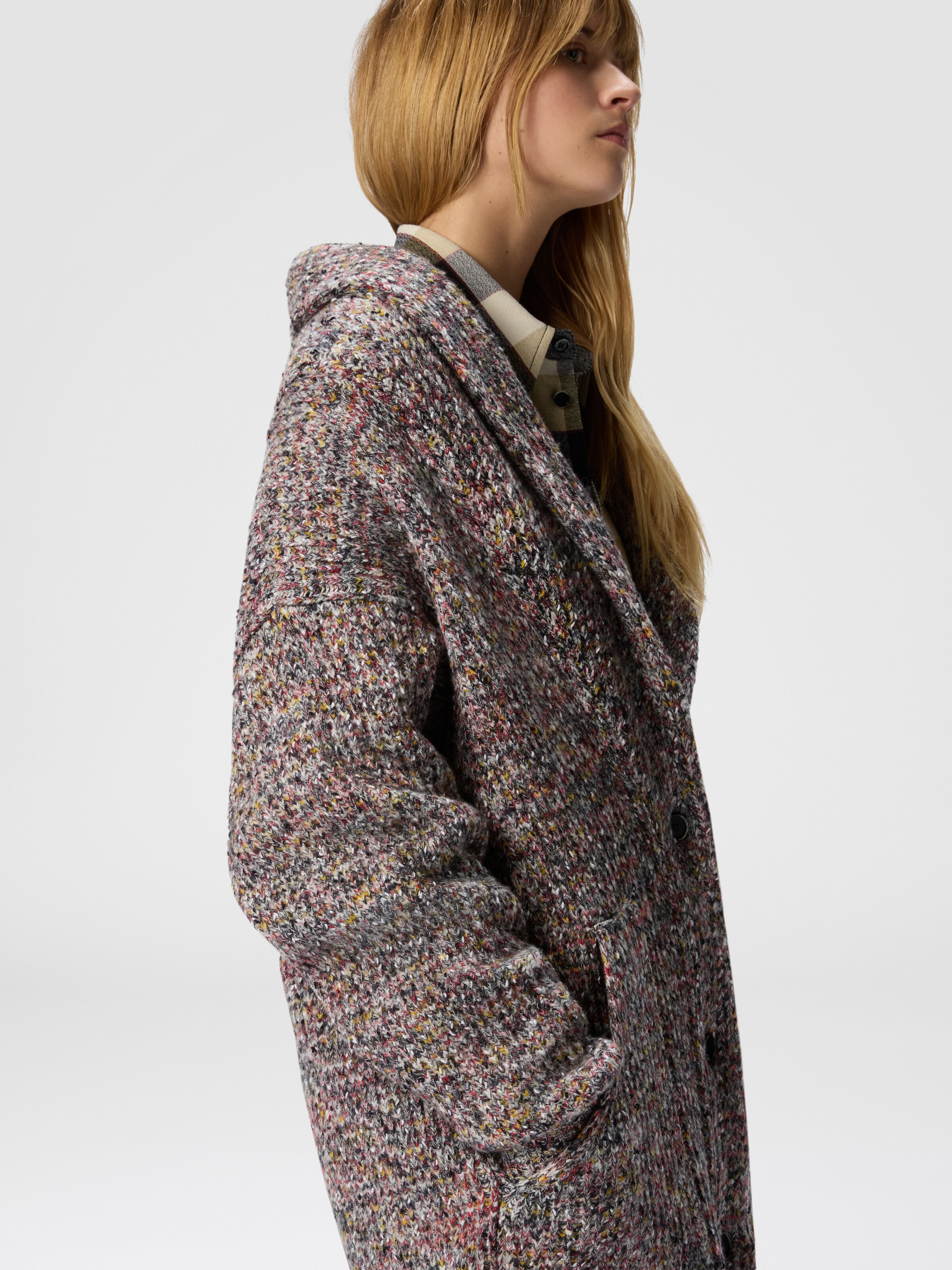 Oversize-Cardigan aus Wollmischung, Multicolor  - 4