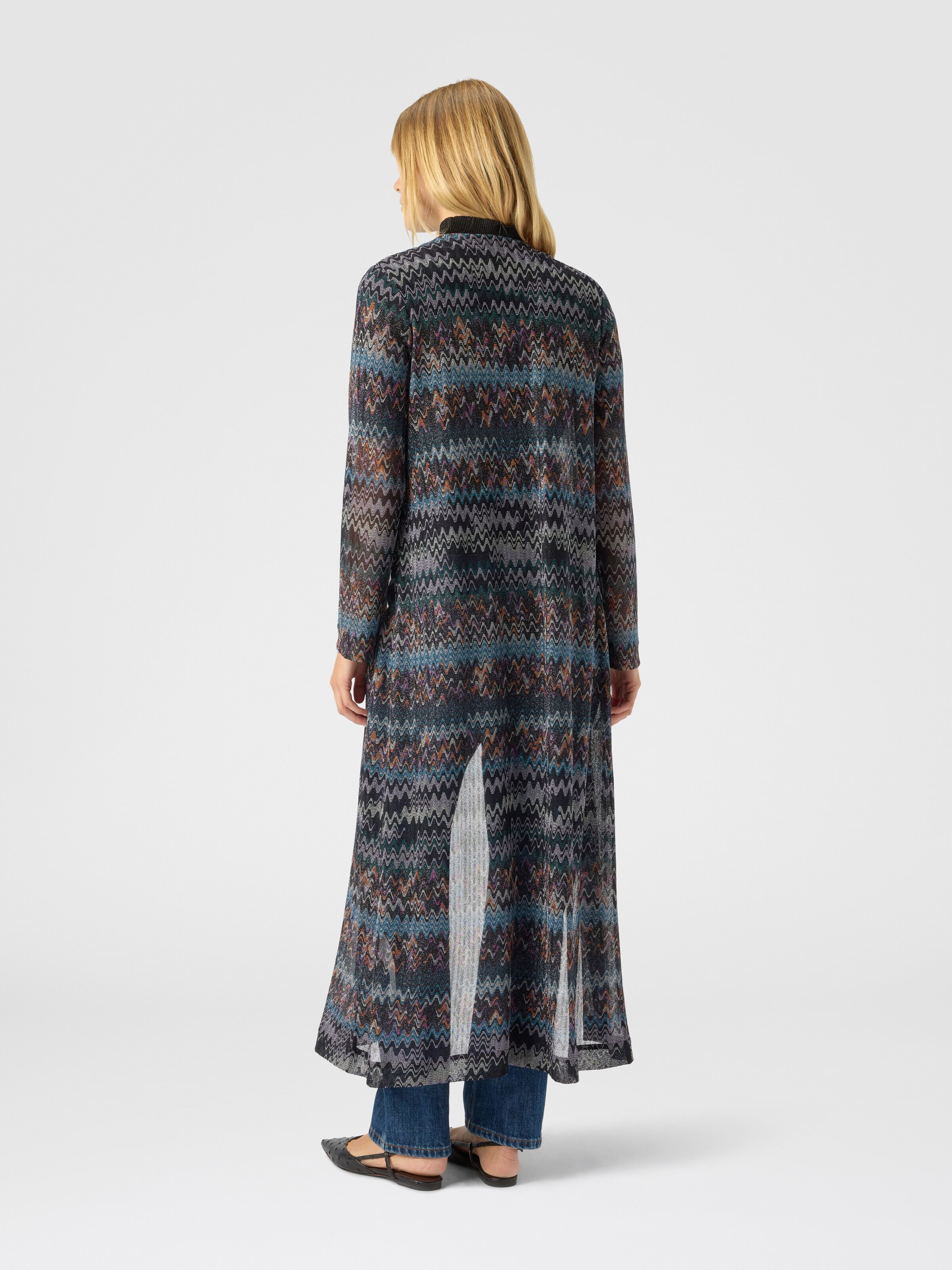 Long cardigan in lamé viscose, Blue - 2