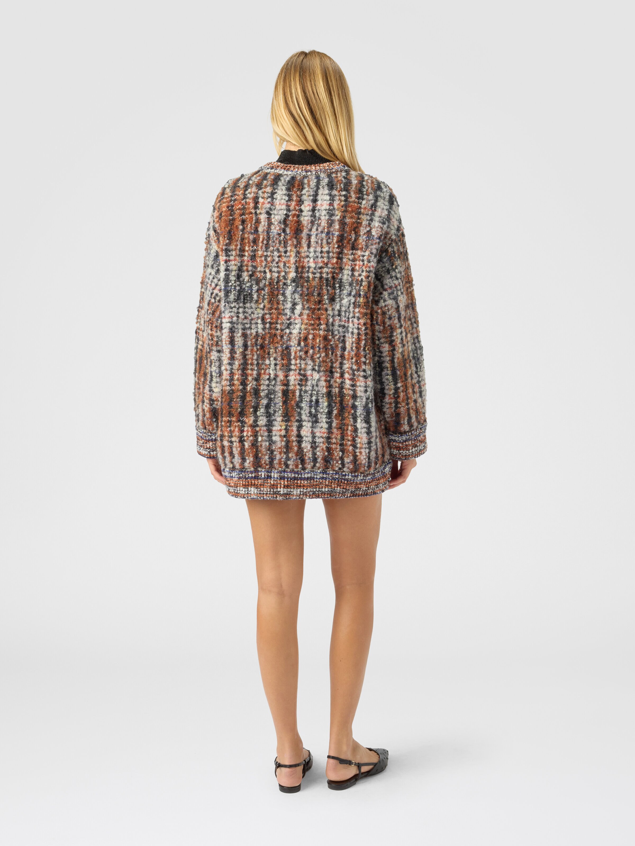 Cardigan à motif à carreaux, Blanc & Beige - 2