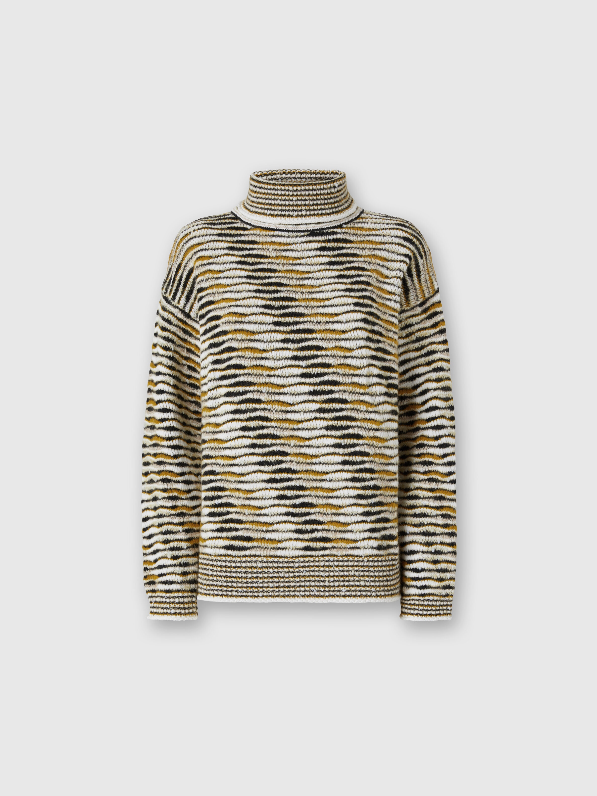 Oversize-Rollkragenpullover mit Flammenmuster, Gelb & Braun - 0