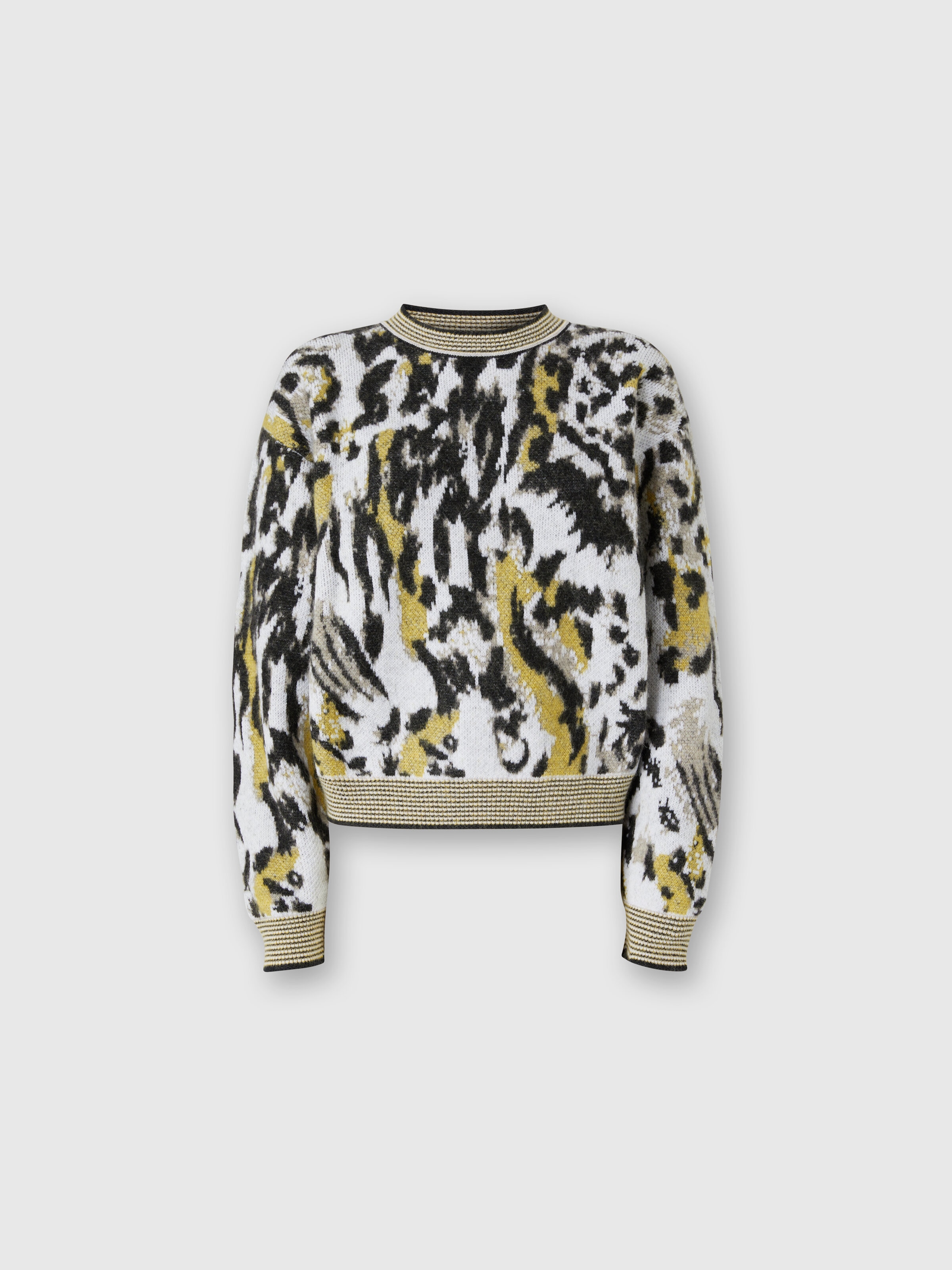 Pull boxy col rond à motif animalier, Multicolore  - 0