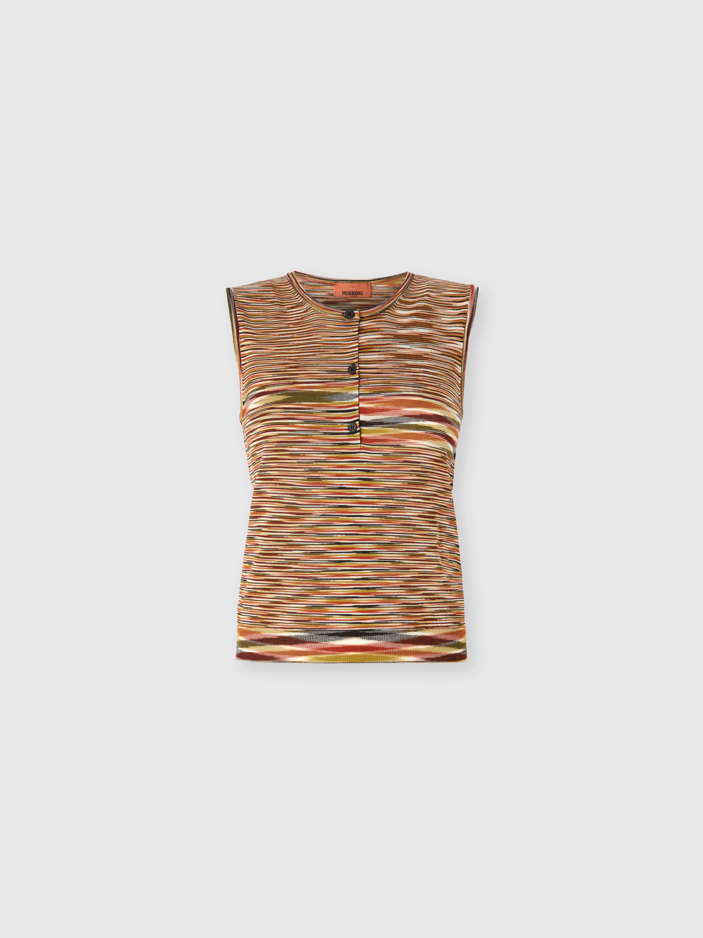 Buttoned Vest with Flame Pattern, Multicoloured  - 0