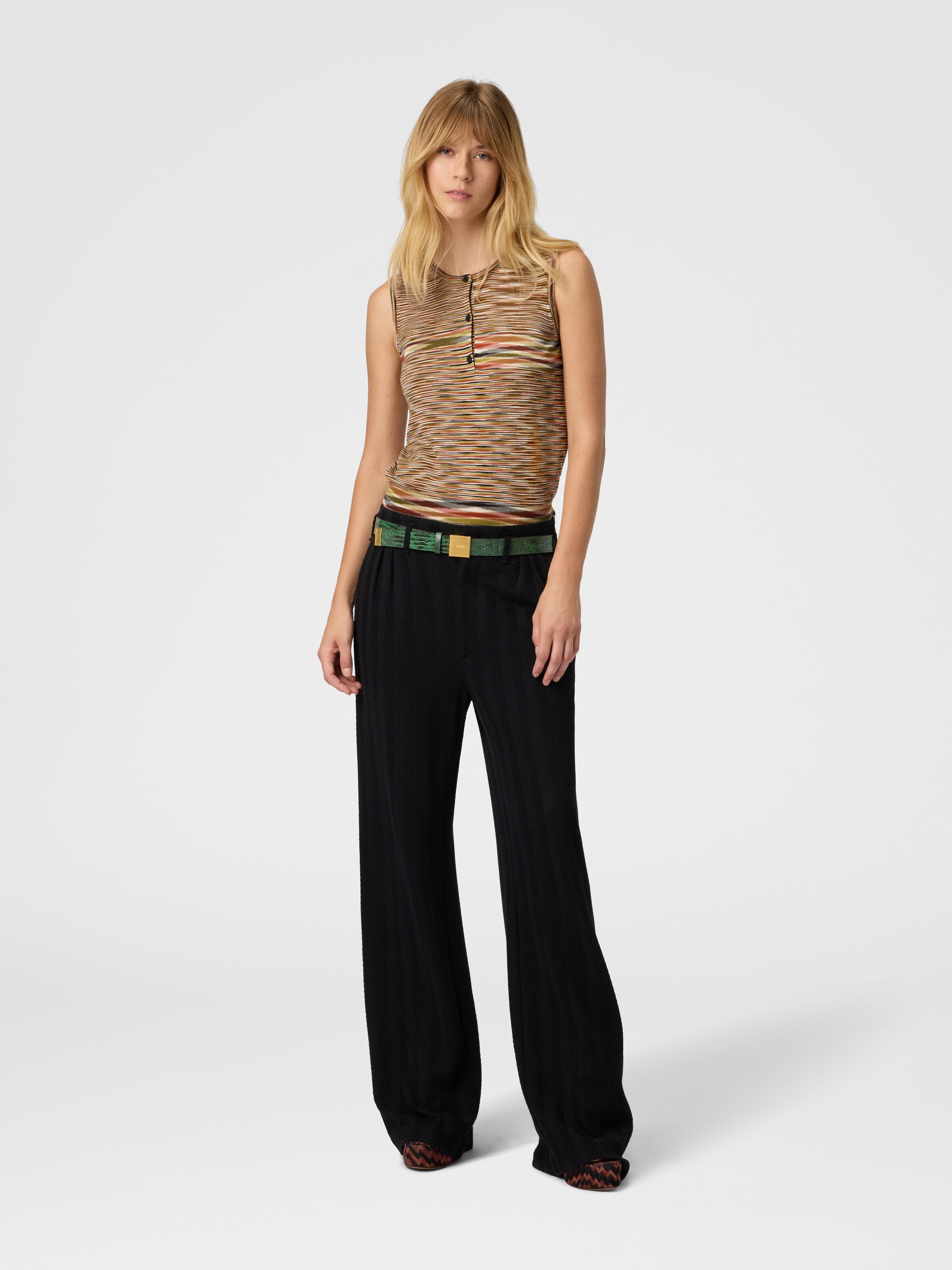 Buttoned Vest with Flame Pattern, Multicoloured  - 1
