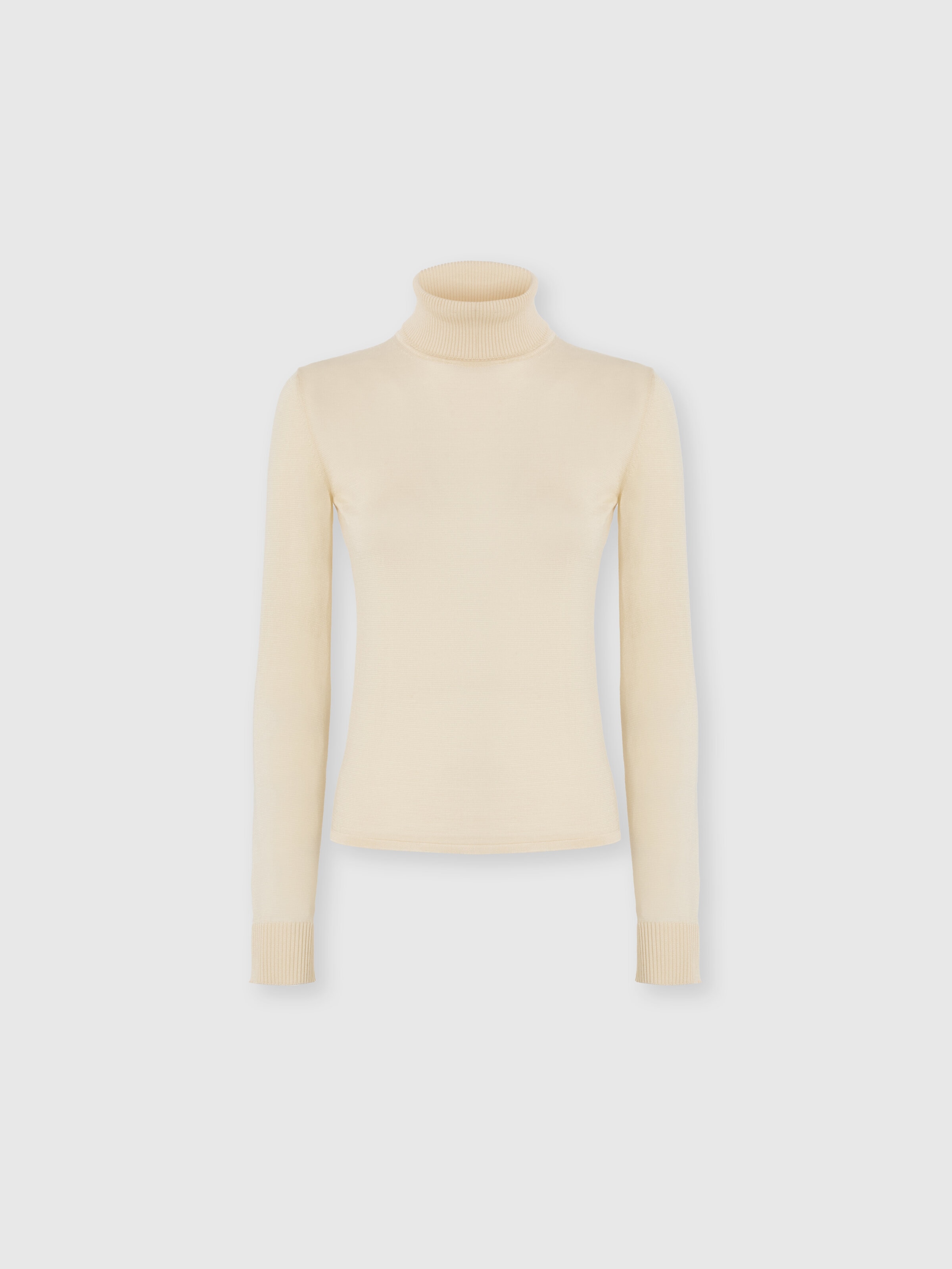 High-Neck Sweater in Smooth Knit, Multicoloured  - 0