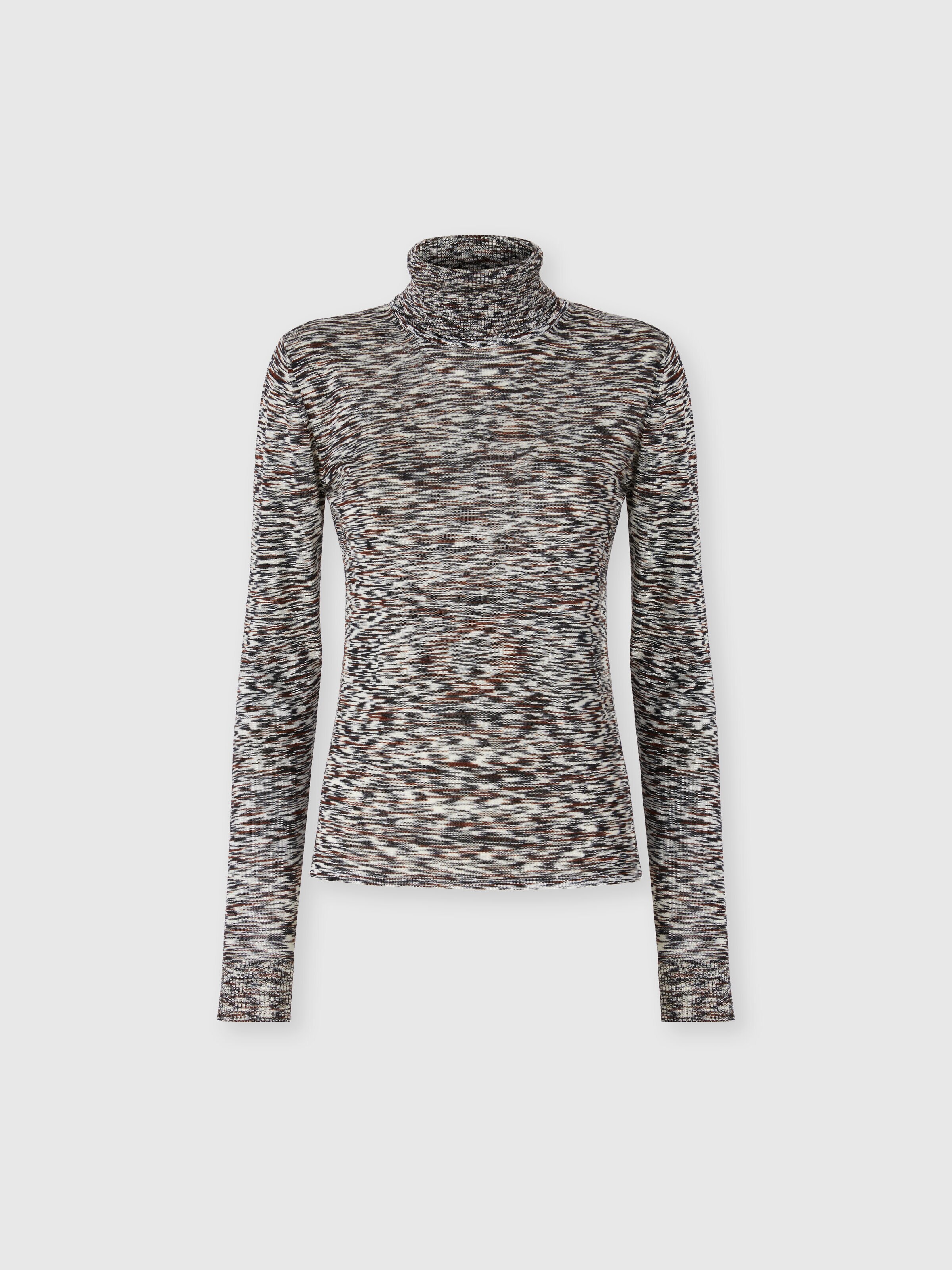 Rollkragenpullover aus glattem Flammstrick, Mehrfarbig  - 0