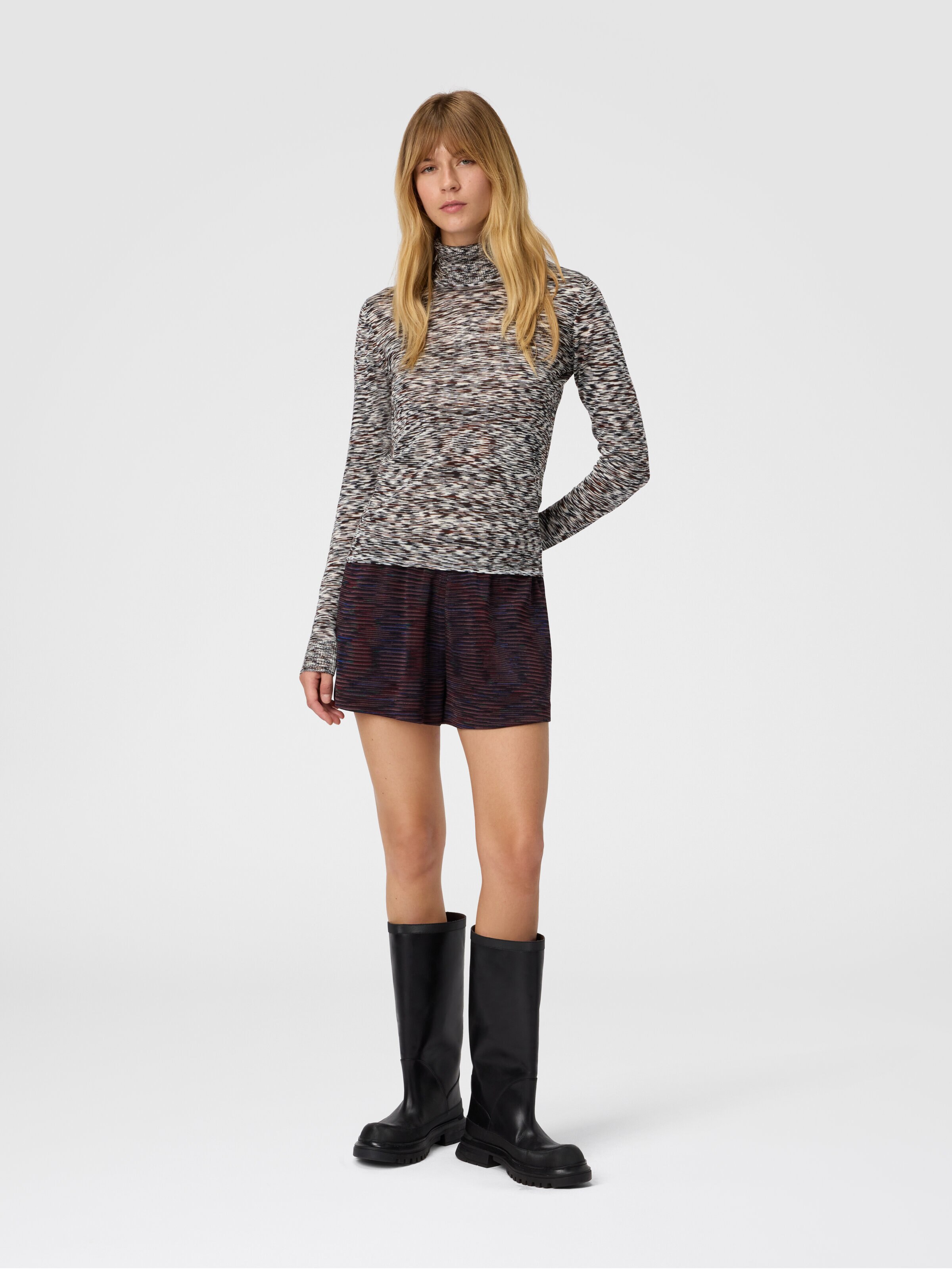 Rollkragenpullover aus glattem Flammstrick, Mehrfarbig  - 1