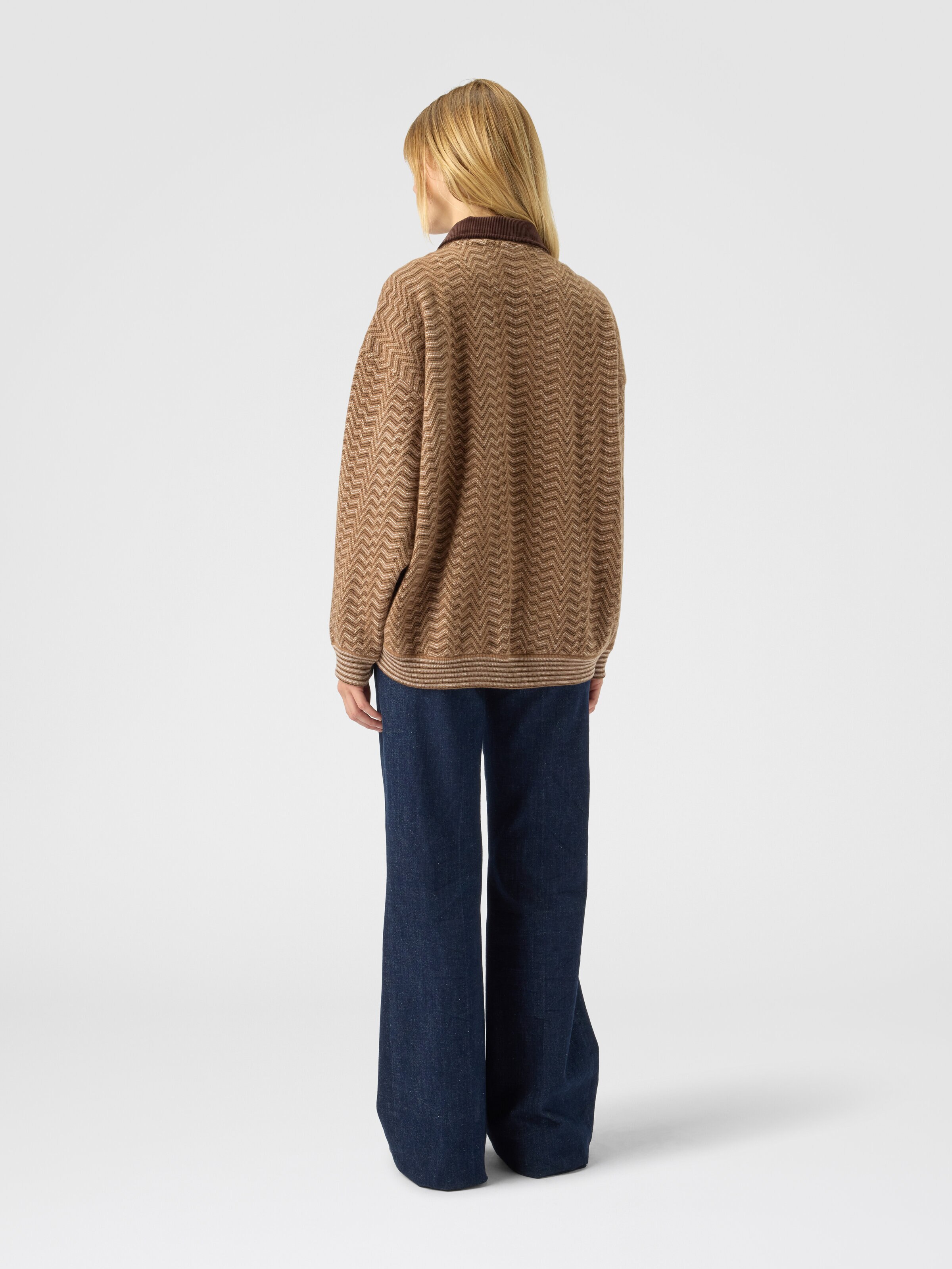 Chevron polo sweater, Beige - 2