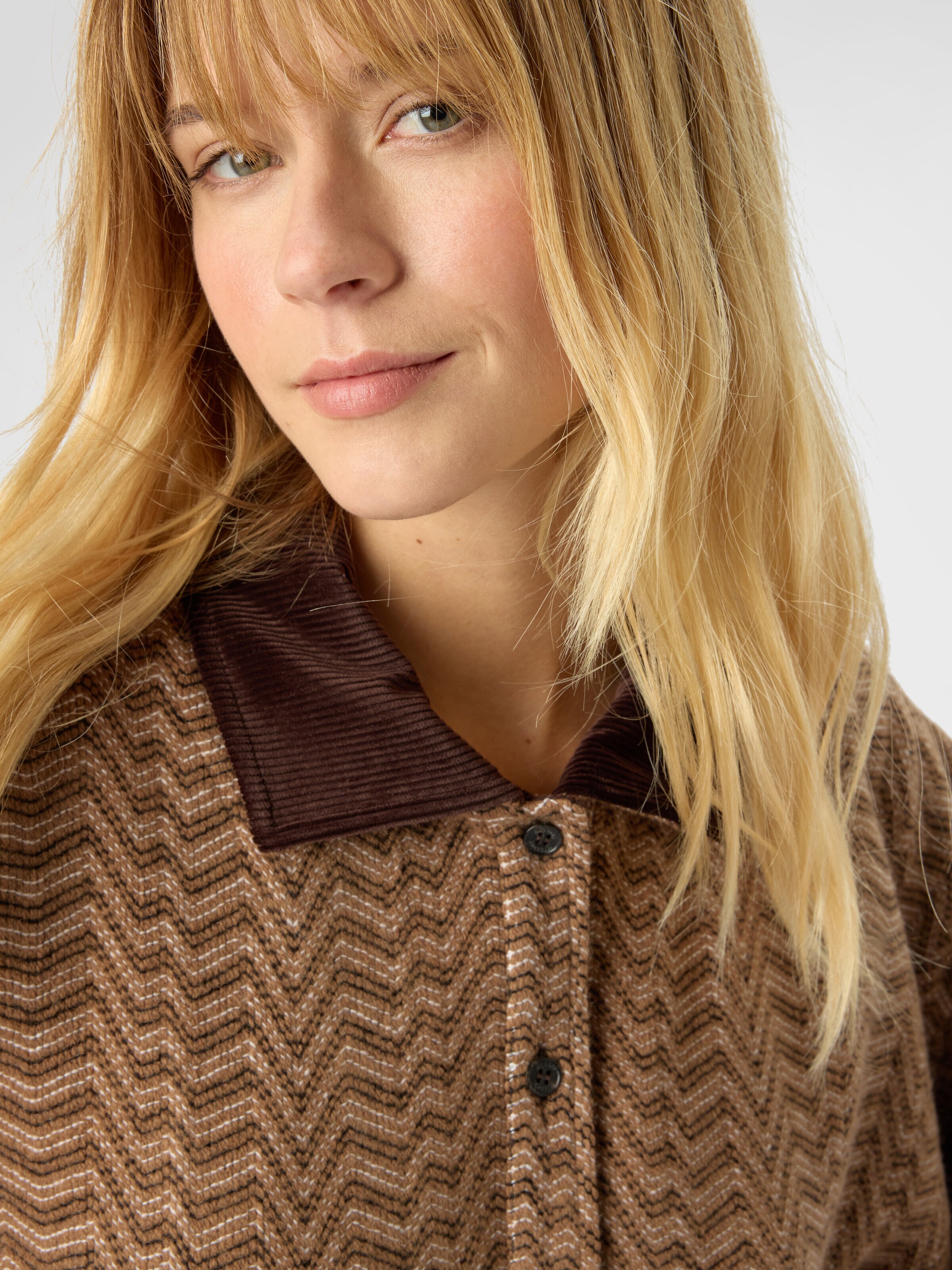 Chevron polo sweater, Beige - 4