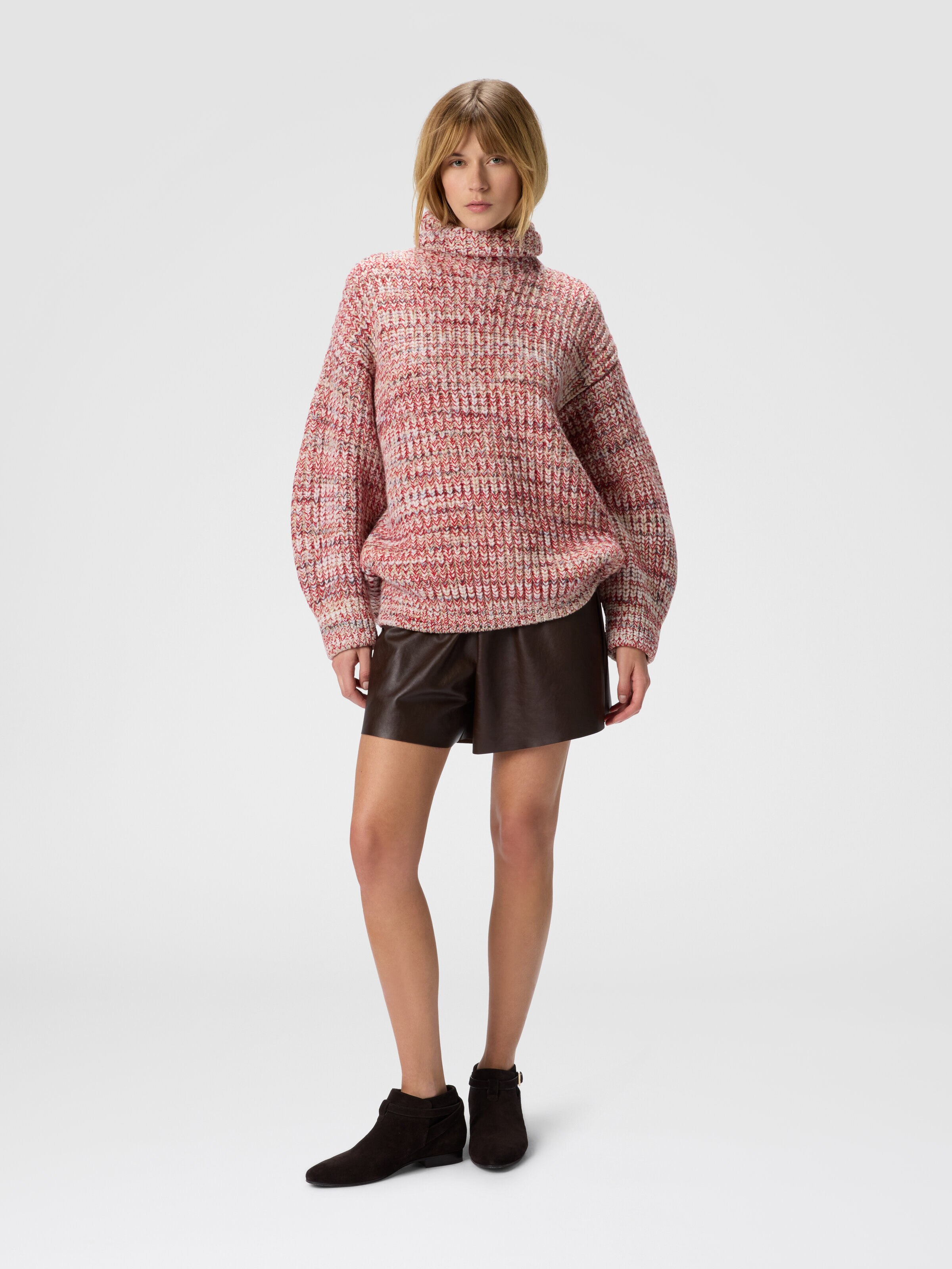Oversized high-neck flame knit sweater, Multicoloured  - 1