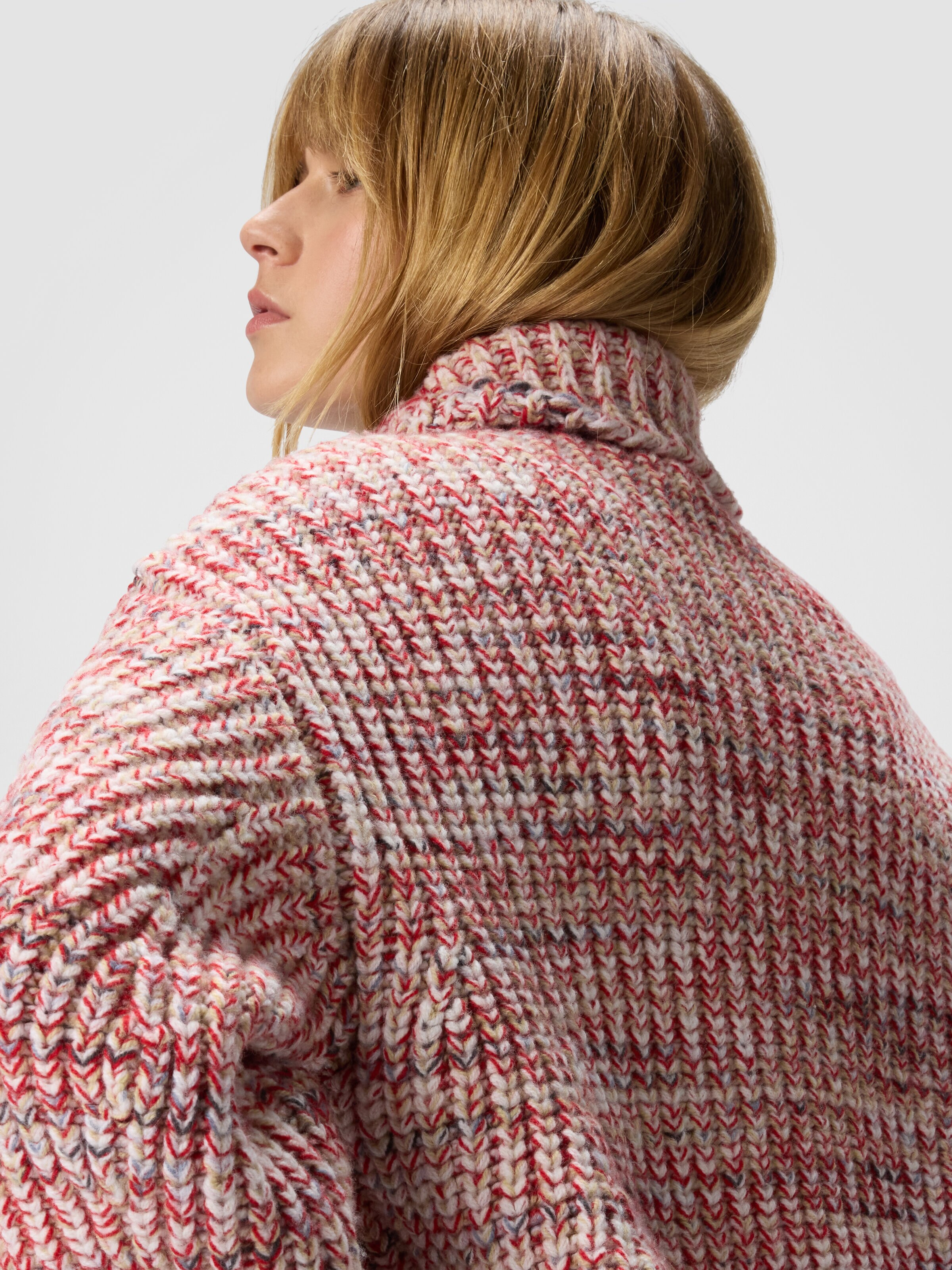 Oversized high-neck flame knit sweater, Multicoloured  - 4
