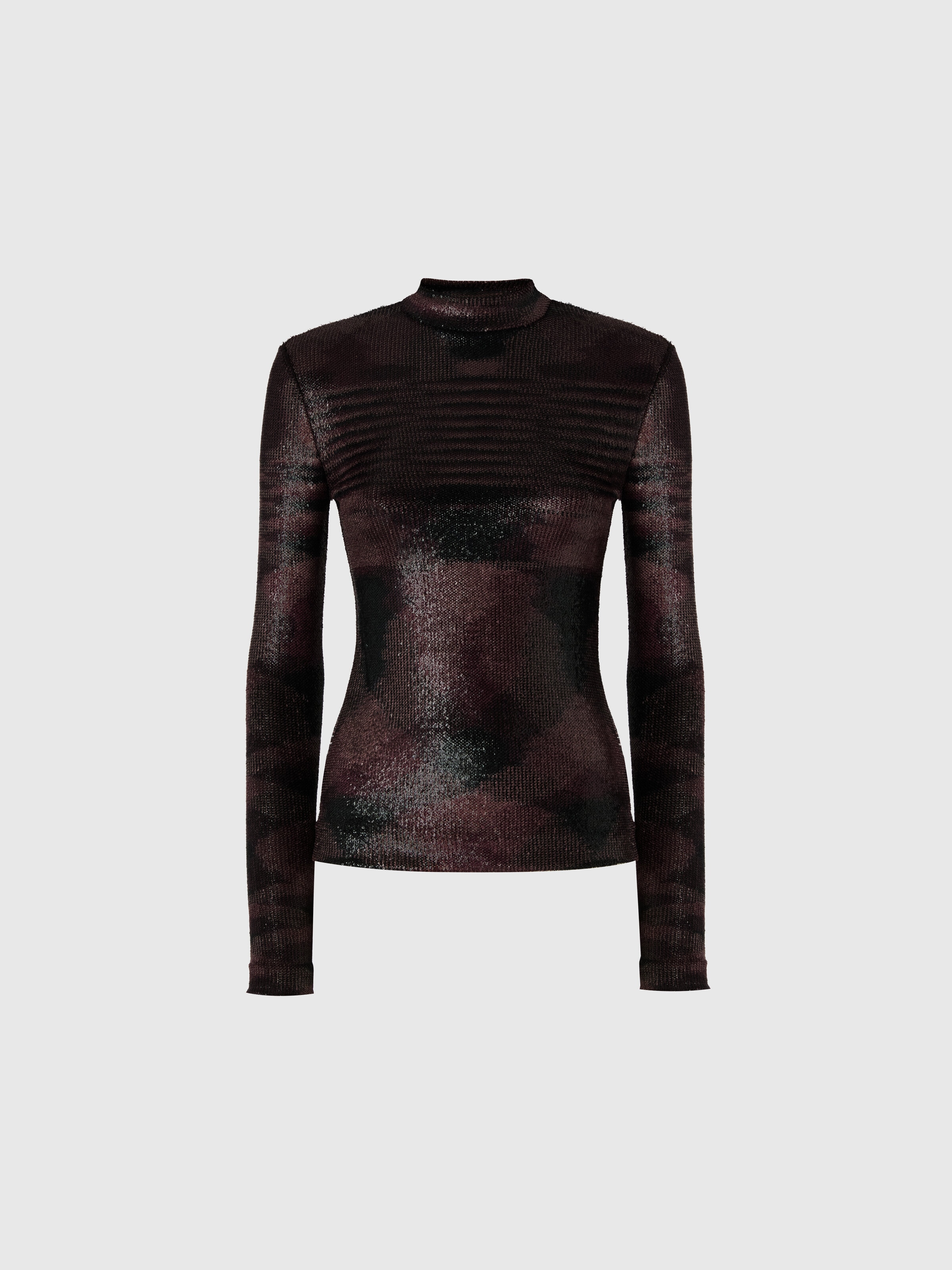 Jersey de cuello alto con motivo flameado, Mehrfarbig  - 0