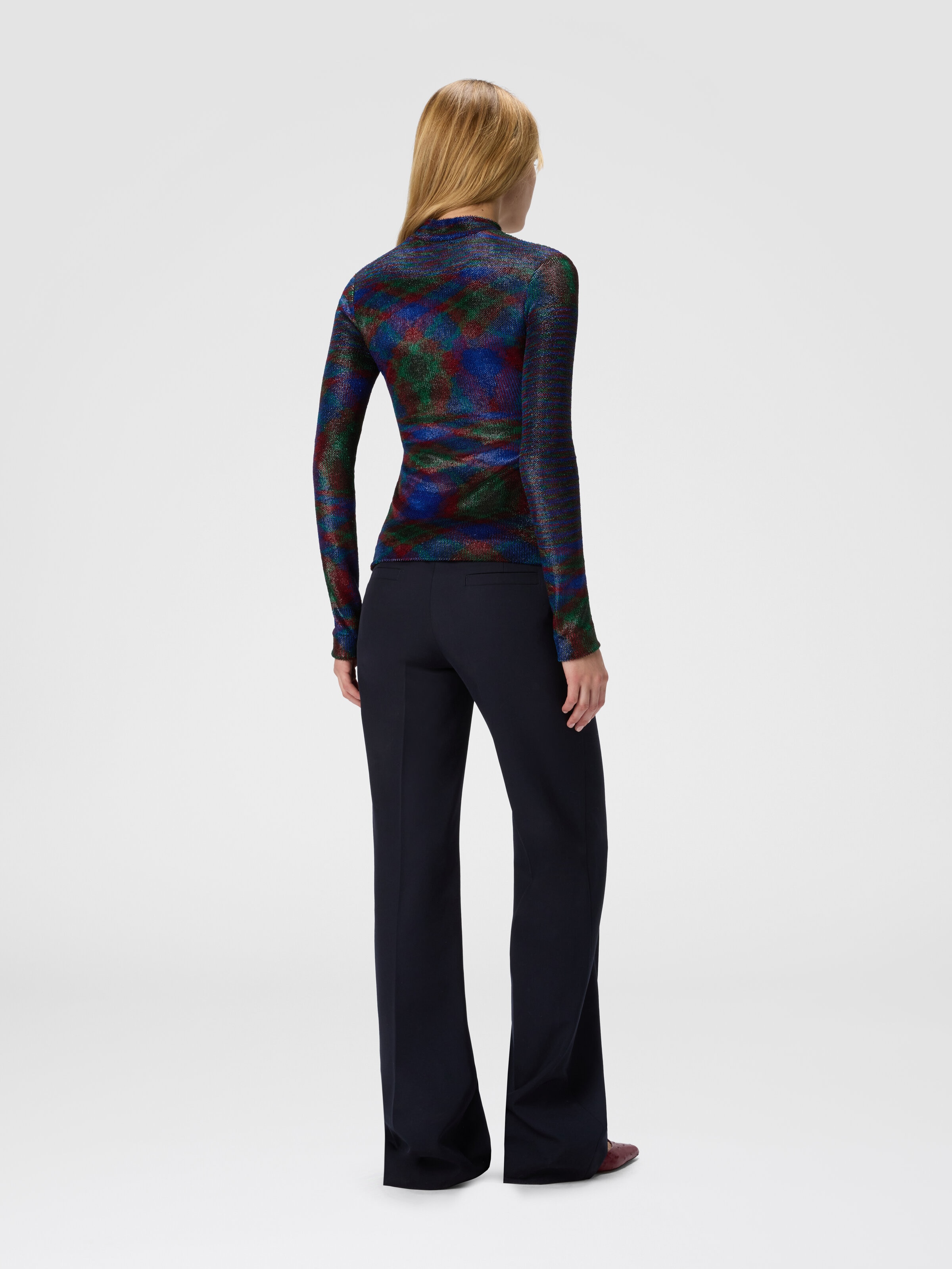 Rollkragenpullover mit Flammenmuster, Verde & Rojo  - 2