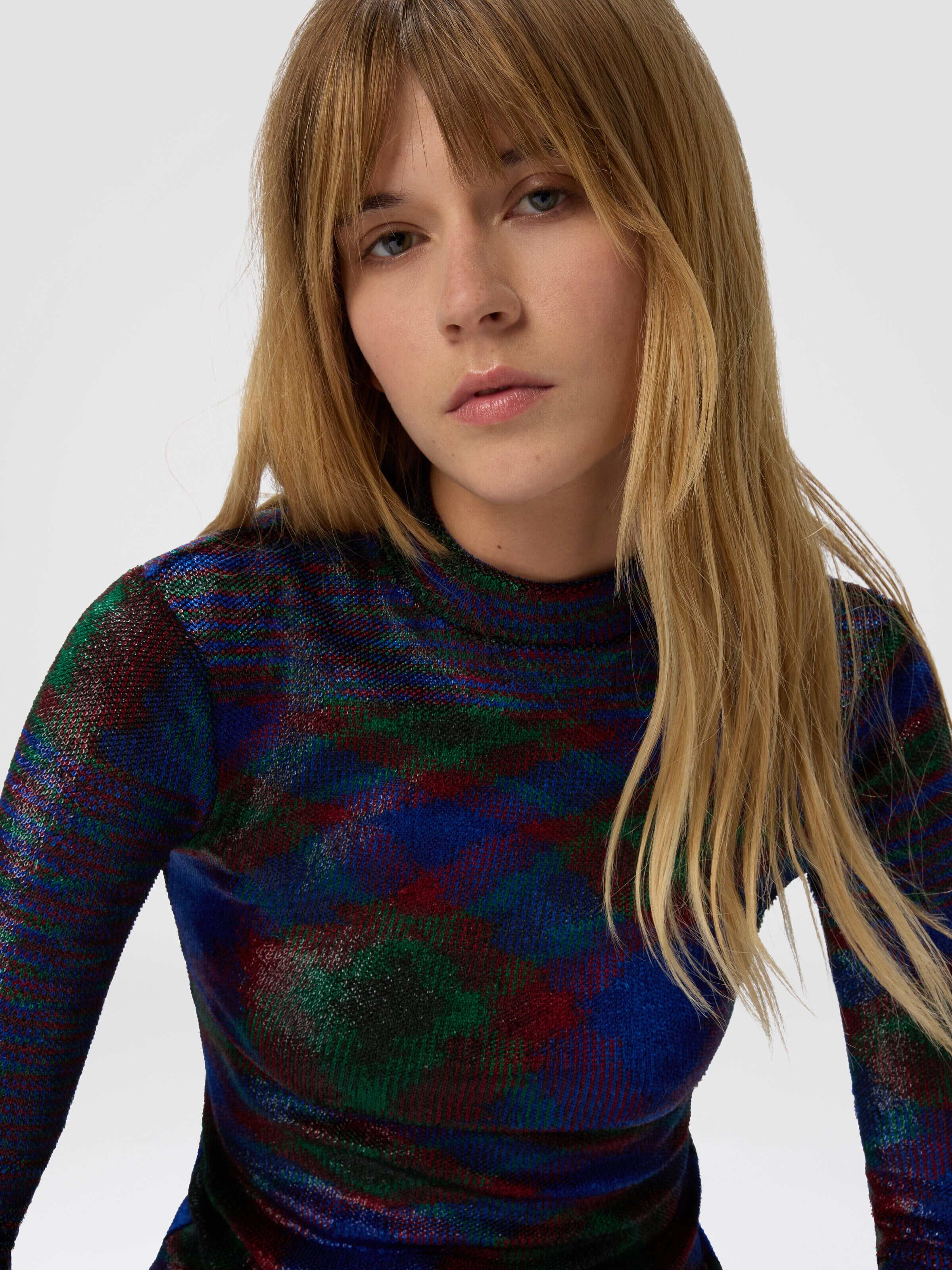 Rollkragenpullover mit Flammenmuster, Verde & Rojo  - 3