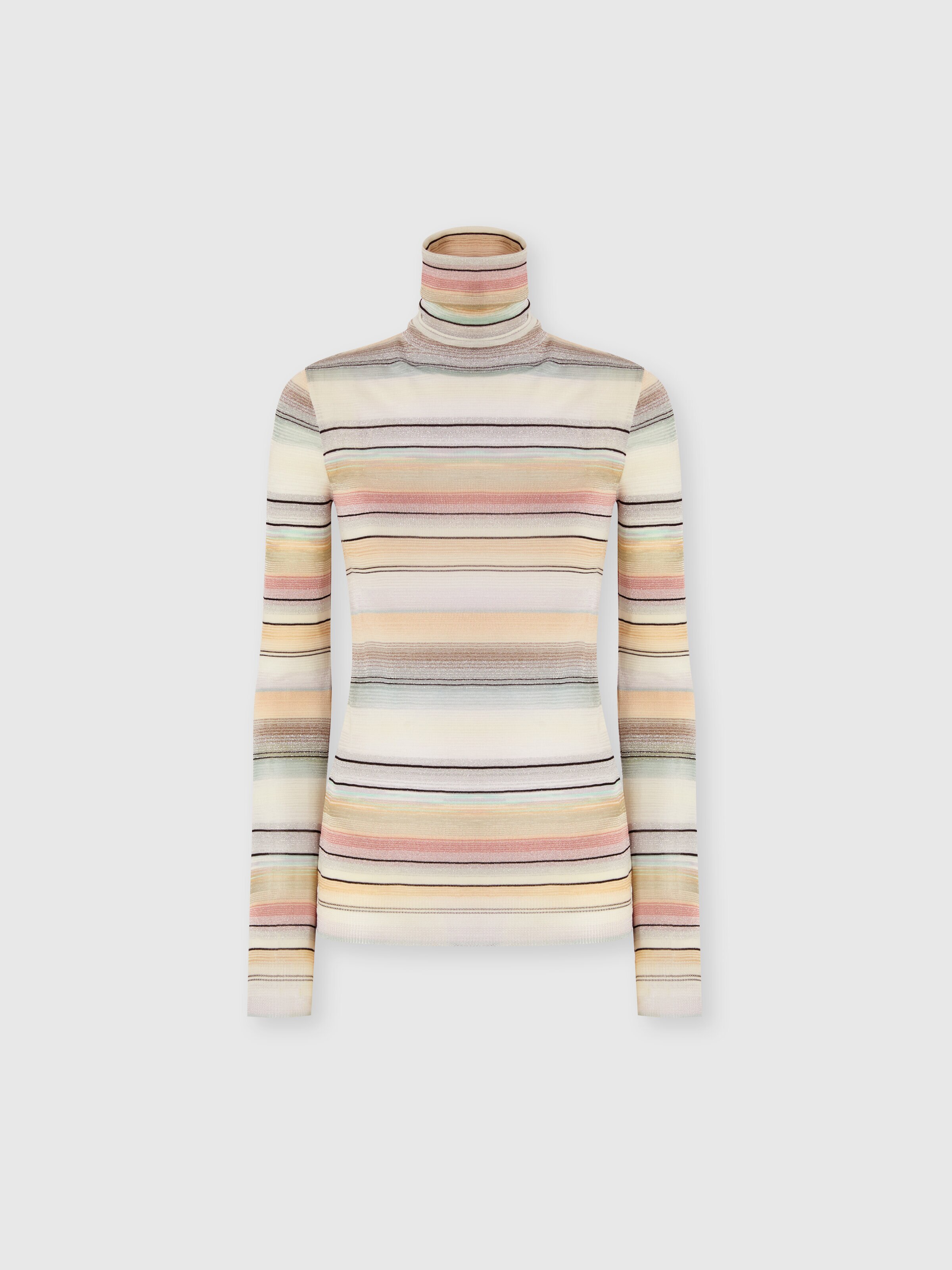 Striped high-neck sweater, Beige & Pink  - 0