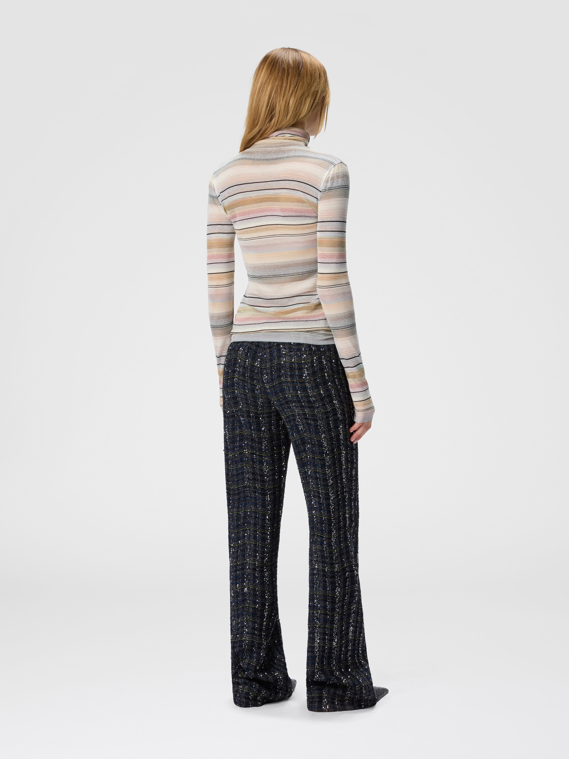 Striped high-neck sweater, Beige & Pink  - 2