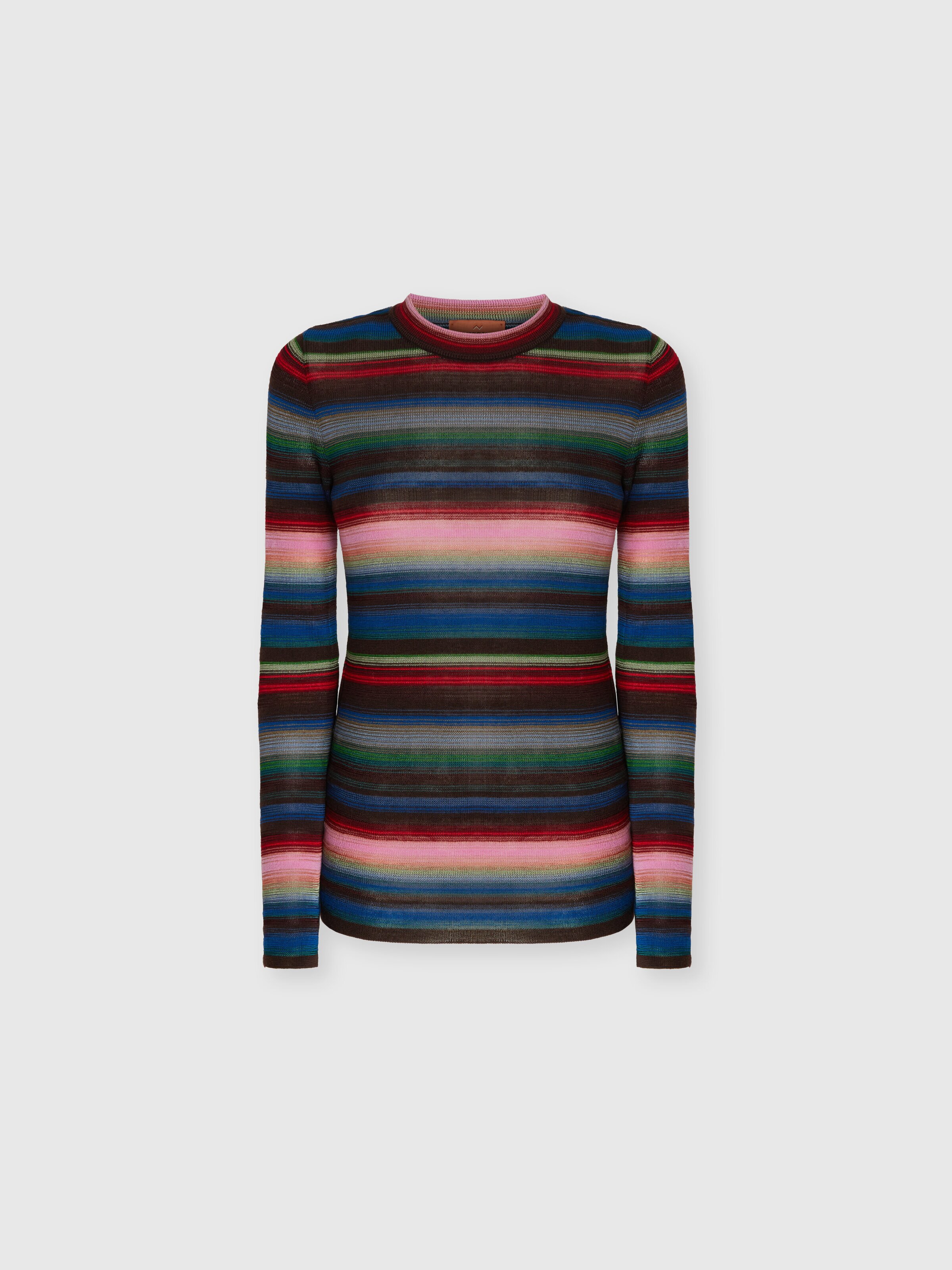Maglia girocollo a righe, Blu & Rosa  - 0