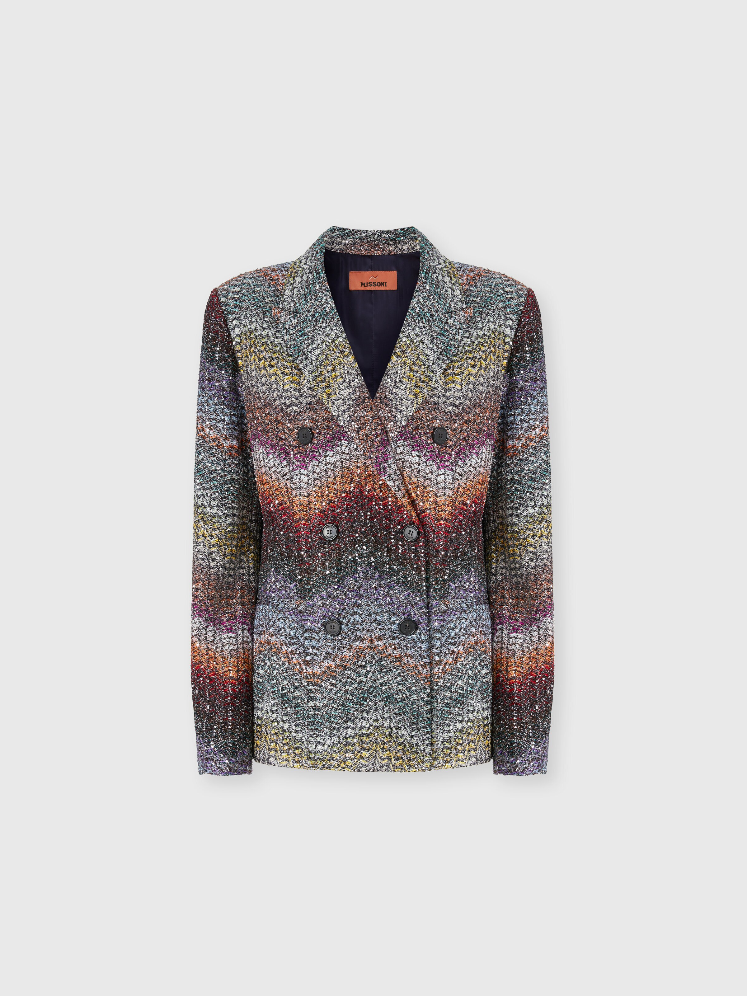 Blazer cruzado de viscosa lamé con lentejuelas, Multicolor  - 0