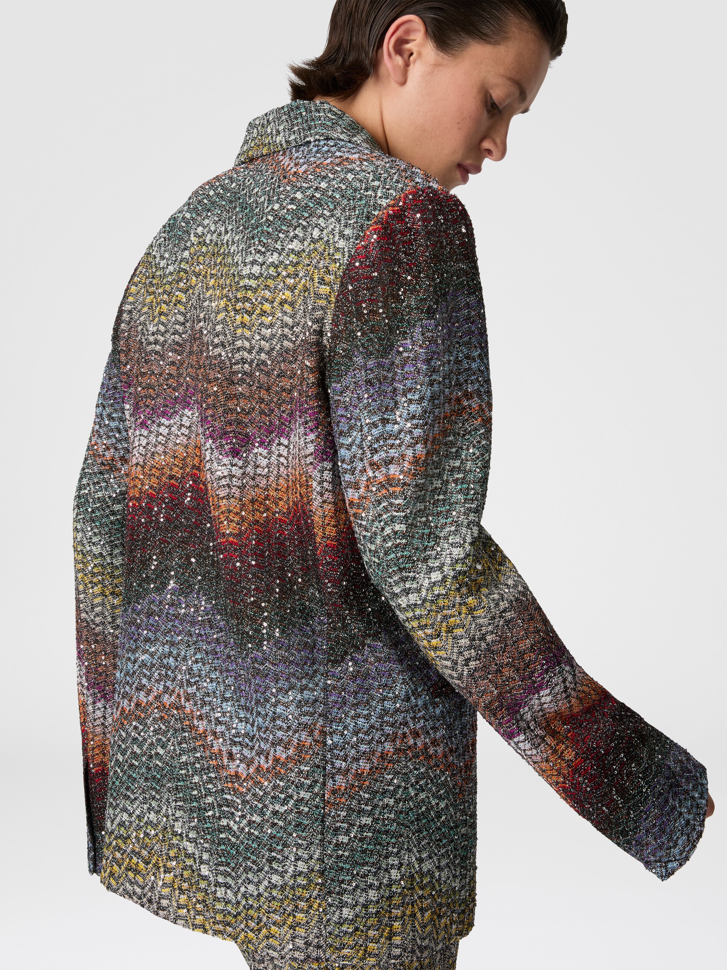 Blazer cruzado de viscosa lamé con lentejuelas, Multicolor  - 4