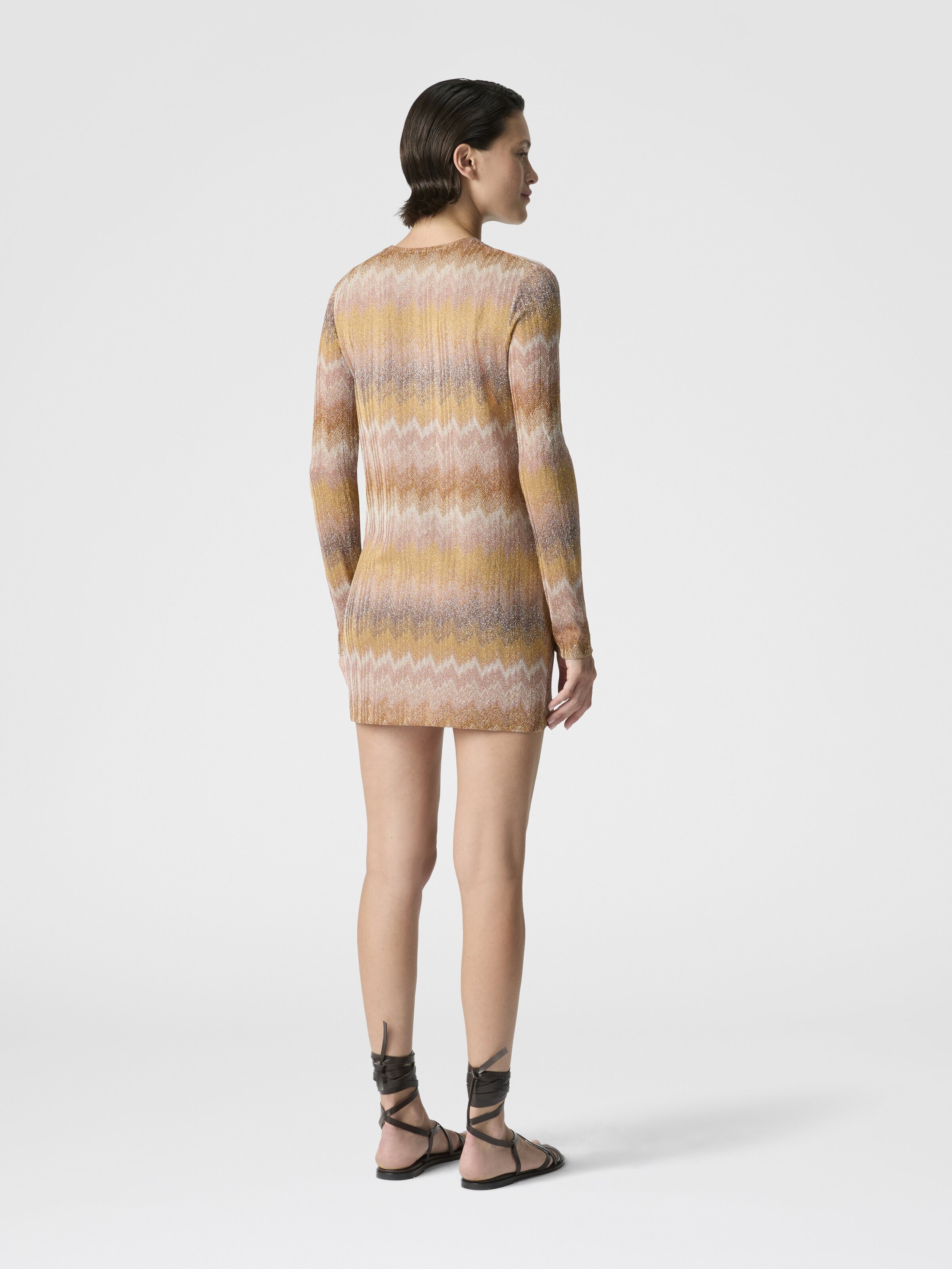Long-sleeved mini dress in ombre lurex, Multicoloured  - 2