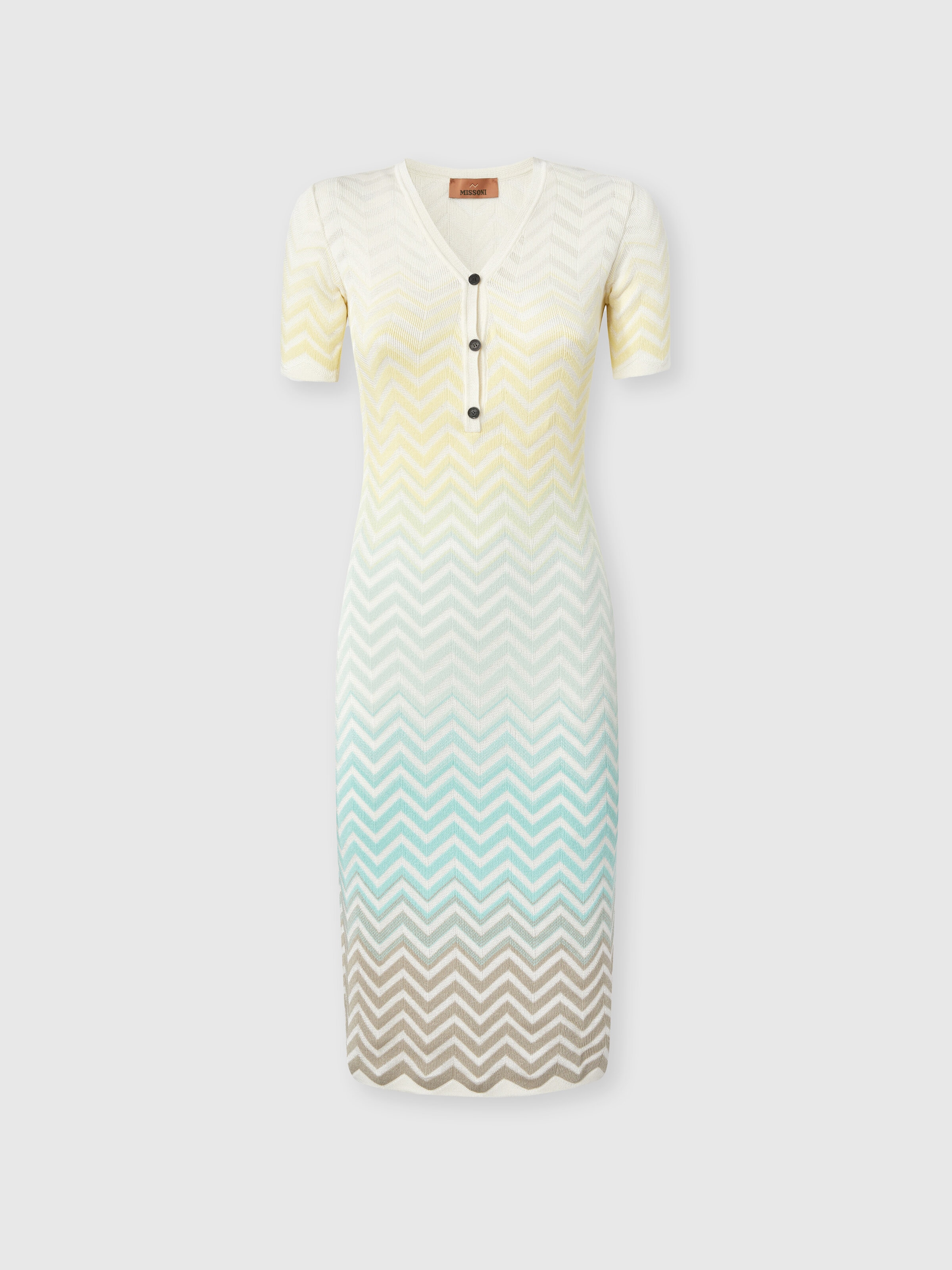 Chevron Dgrad Cotton and Viscose Midi Dress