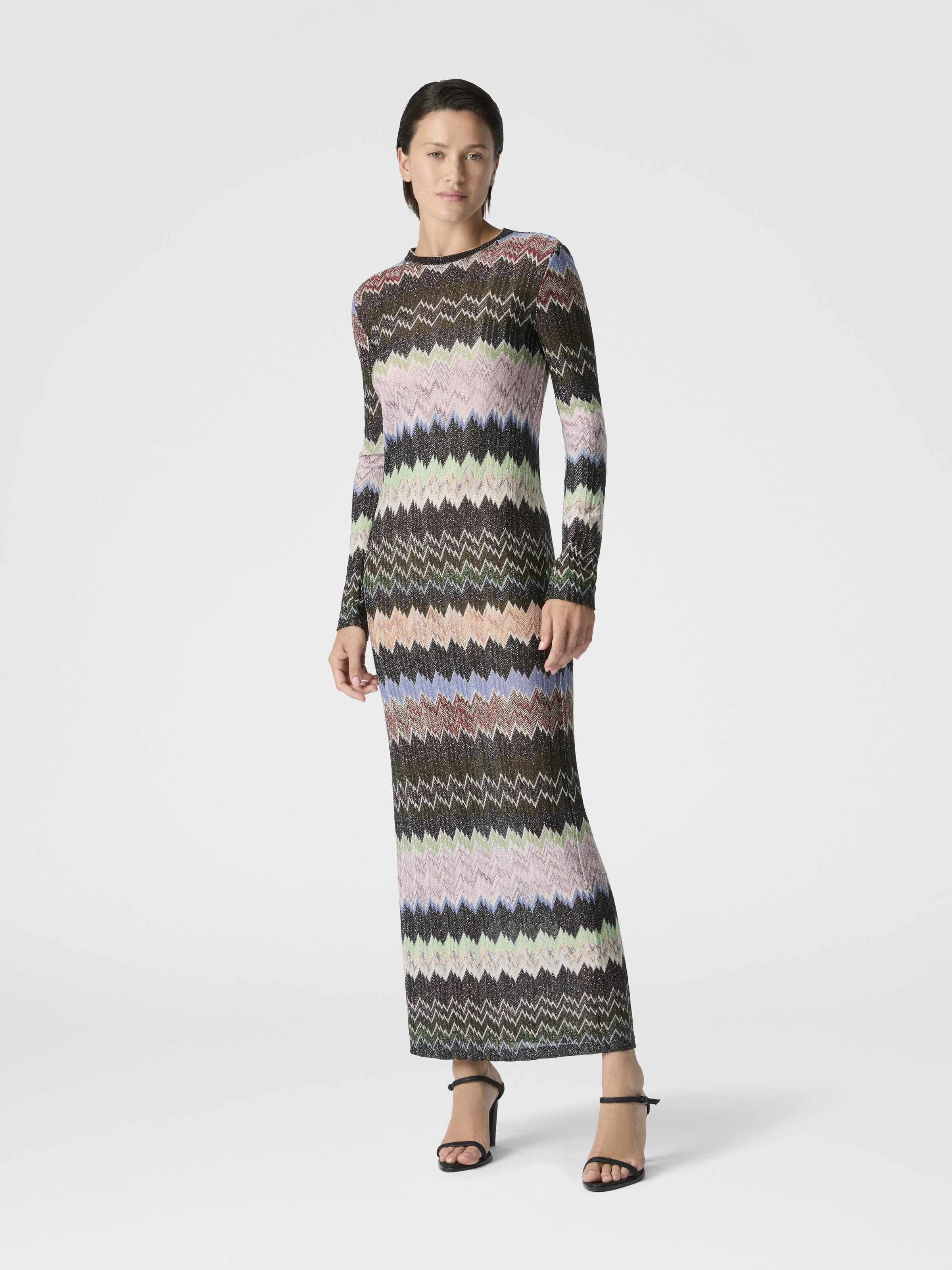 Viscose Lamé Snake-Pattern Gown, Green& Brown - 1