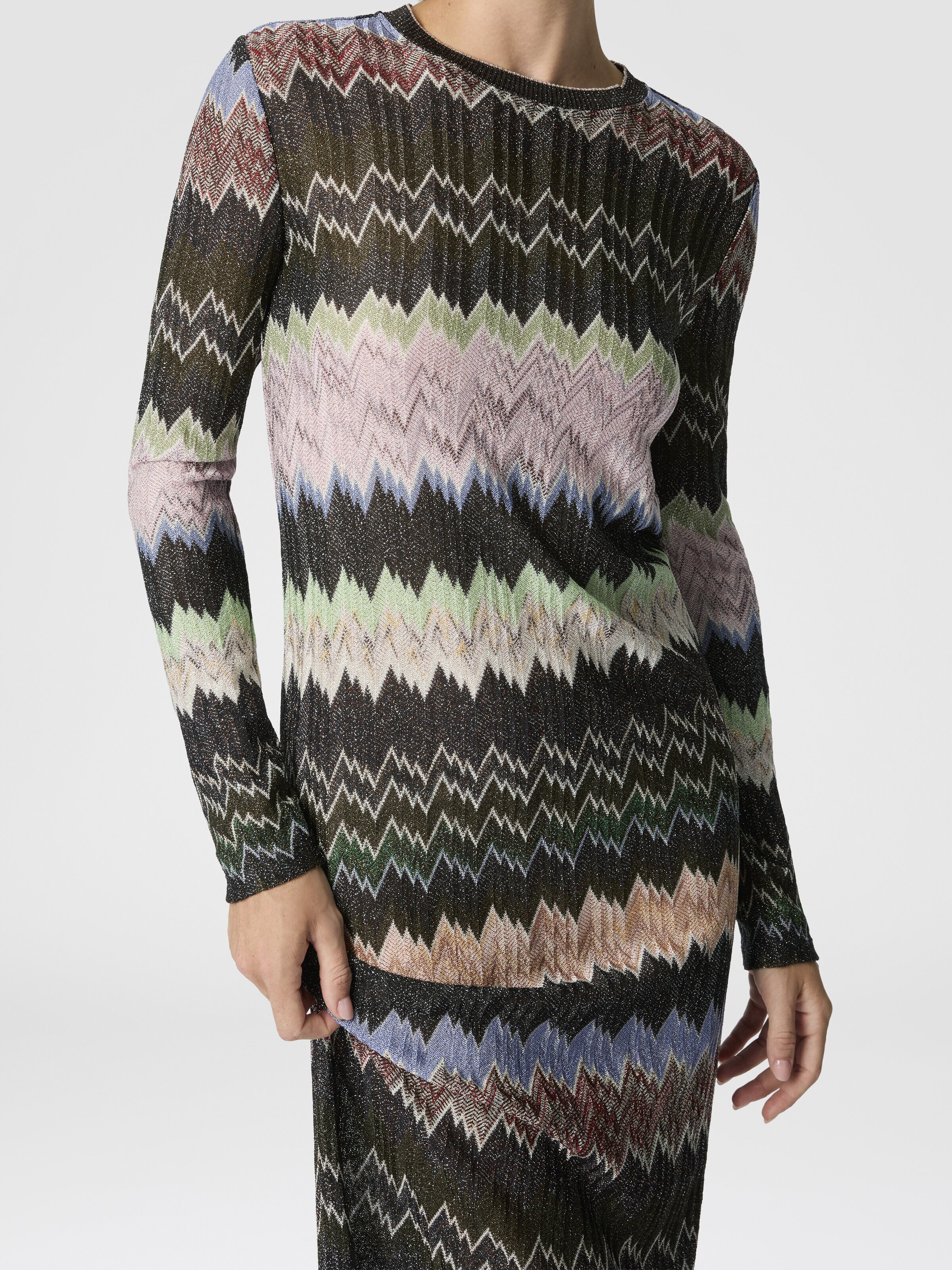 Viscose Lamé Snake-Pattern Gown, Green& Brown - 3