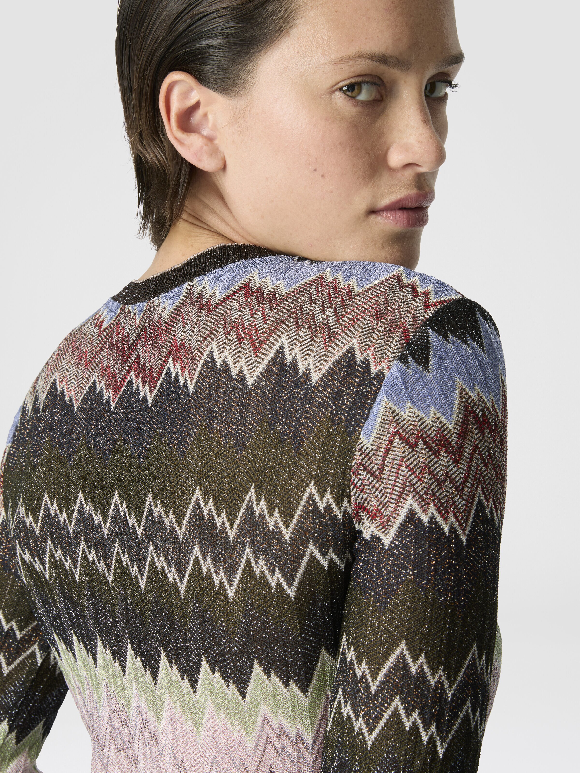 Viscose Lamé Snake-Pattern Gown, Green& Brown - 4