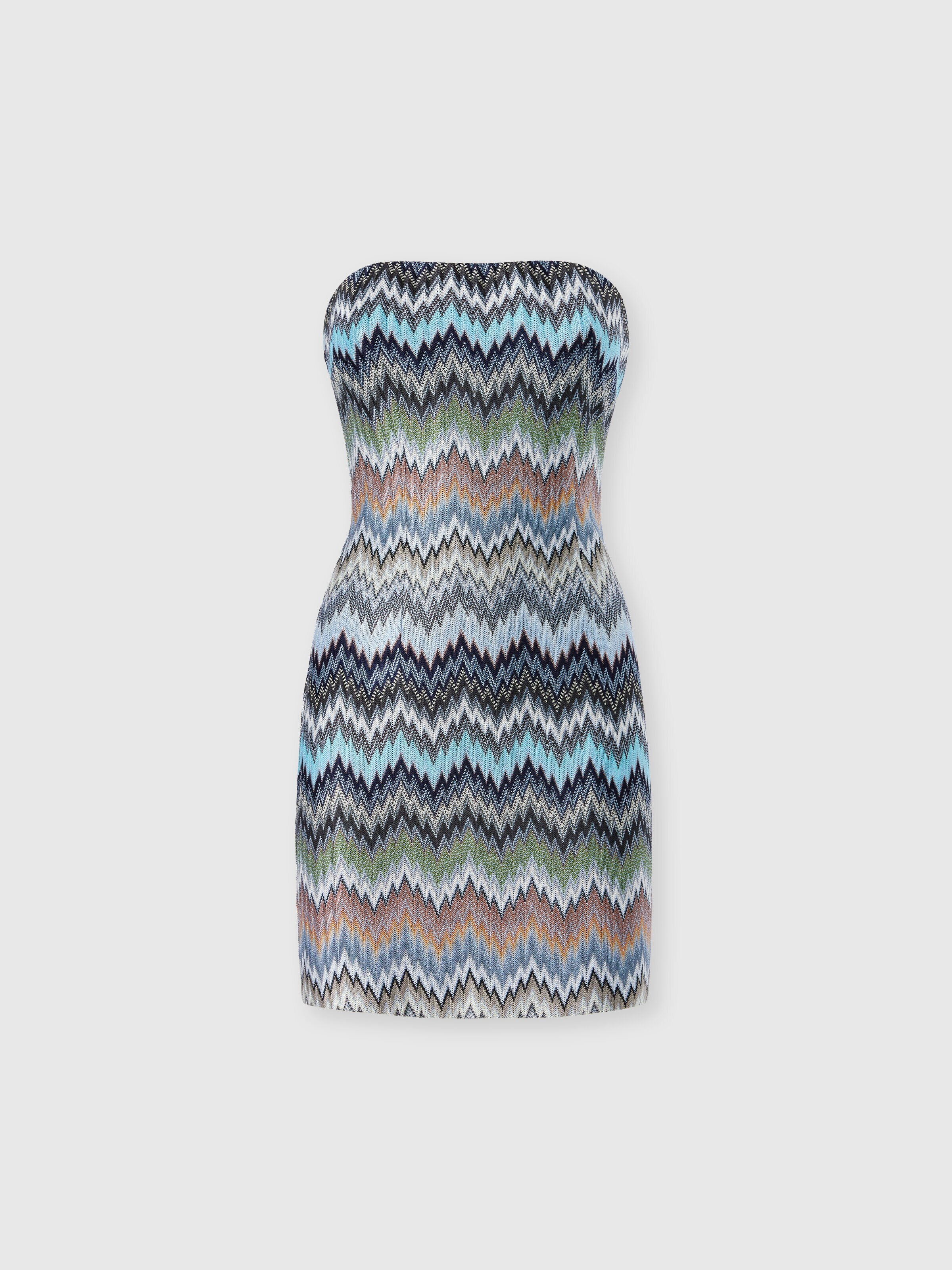 Mini-Kleid aus Viskose mit Fischgrät- und Schlangenmotiv, Grün & Braun - 0