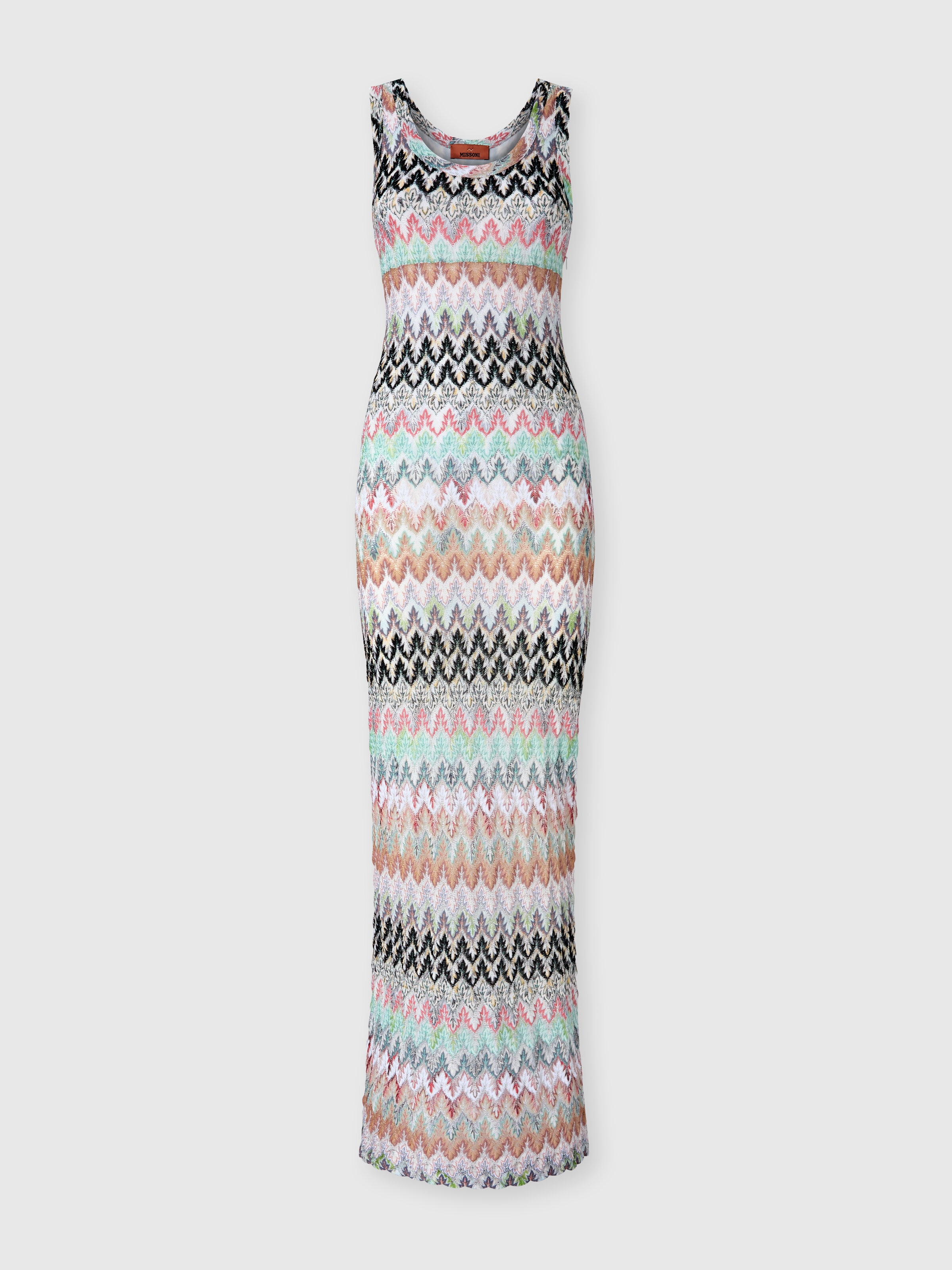 Long dress in viscose and cotton lam lace motif Green & Brown | Missoni