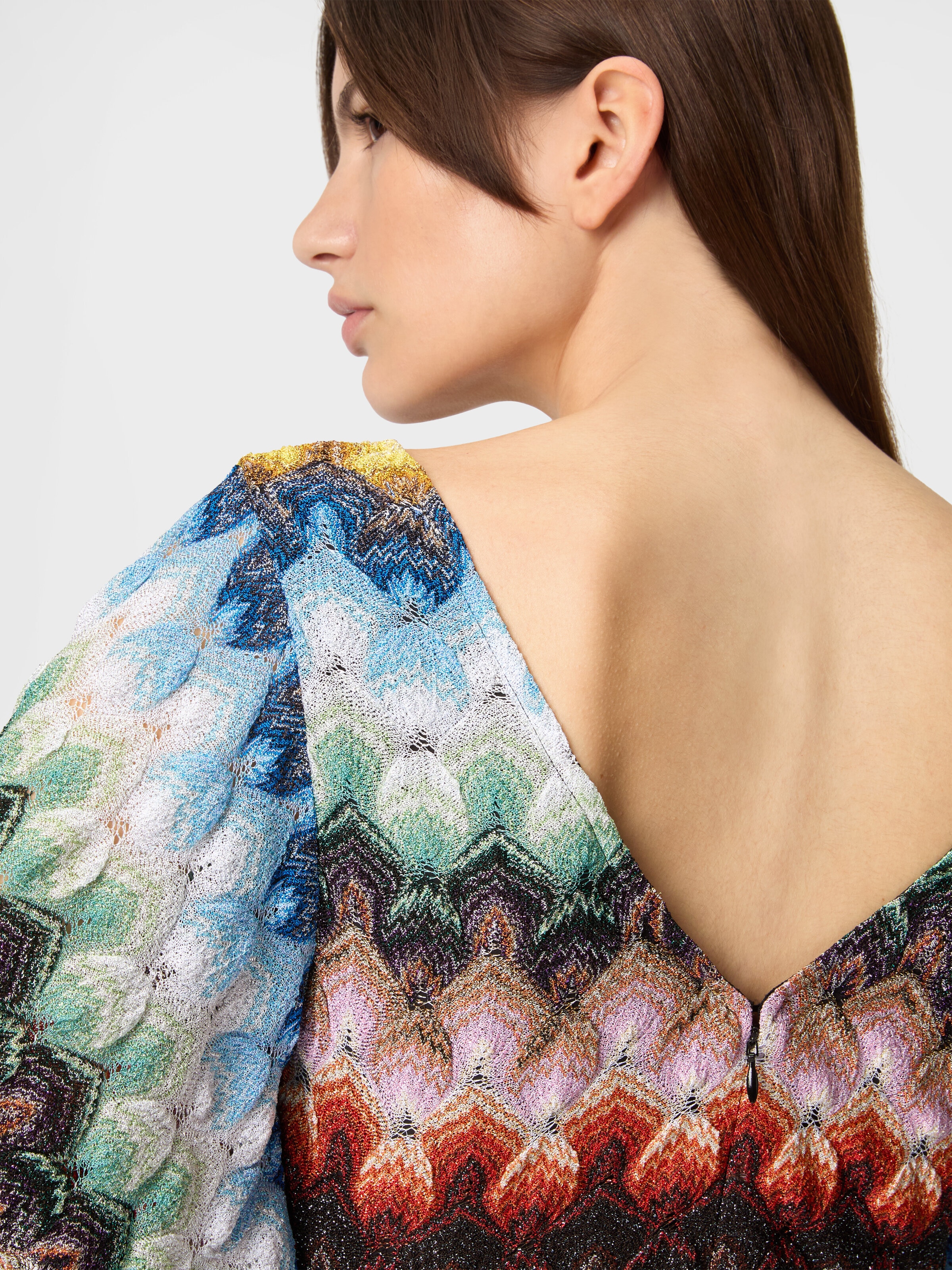 missoni lame lace dress Short dress in lamé viscose blend with lace motif Multicoloured