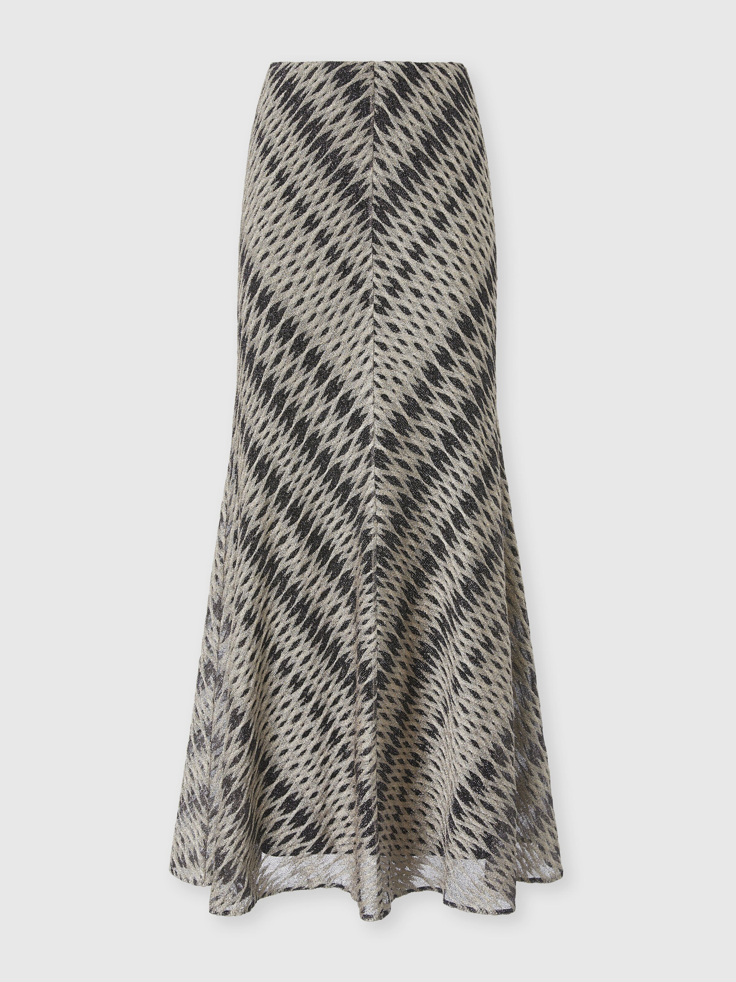 3D Diamond Mixed Viscose Long Skirt, Green& Brown - 0