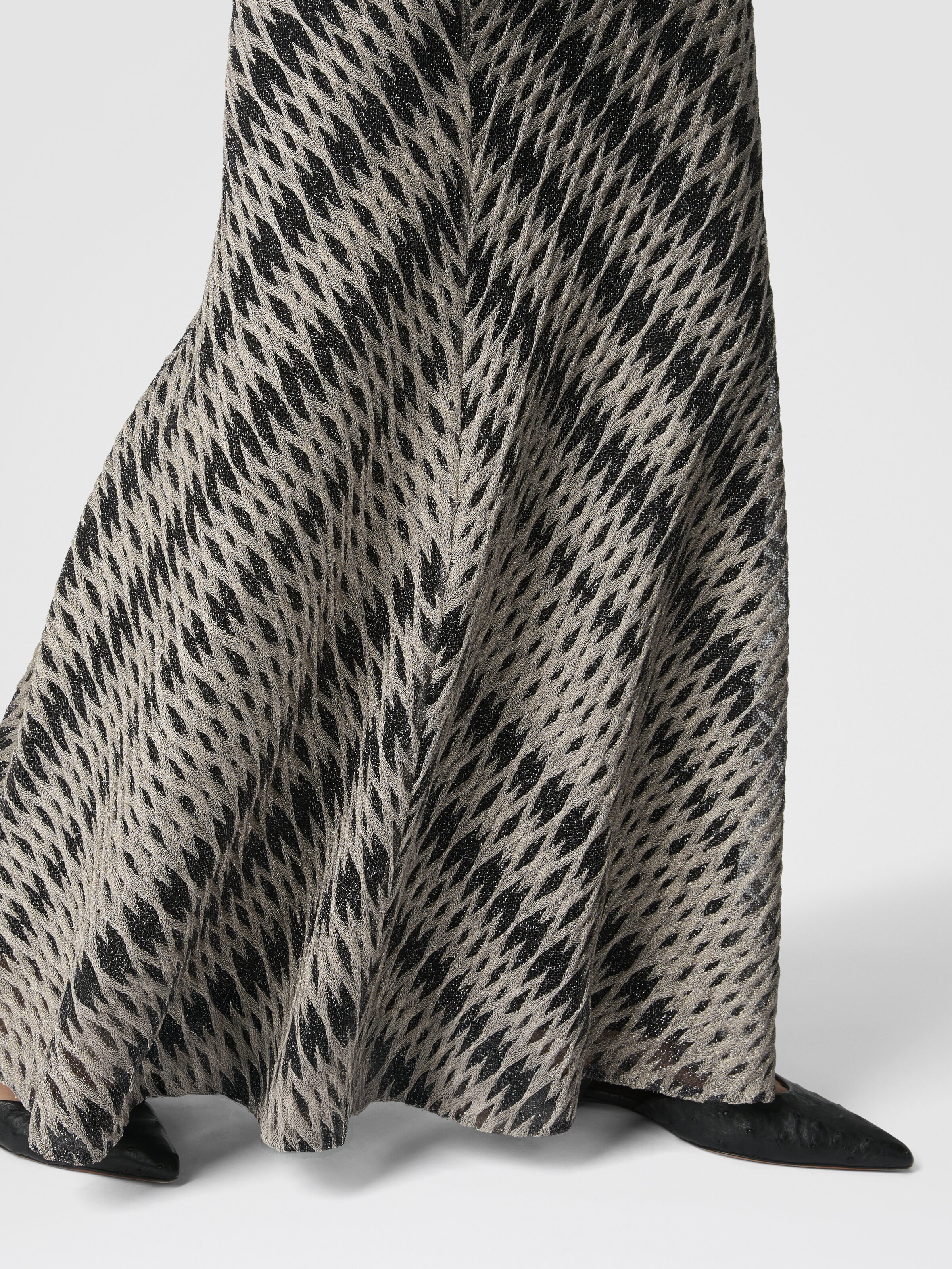 3D Diamond Mixed Viscose Long Skirt, Green& Brown - 3