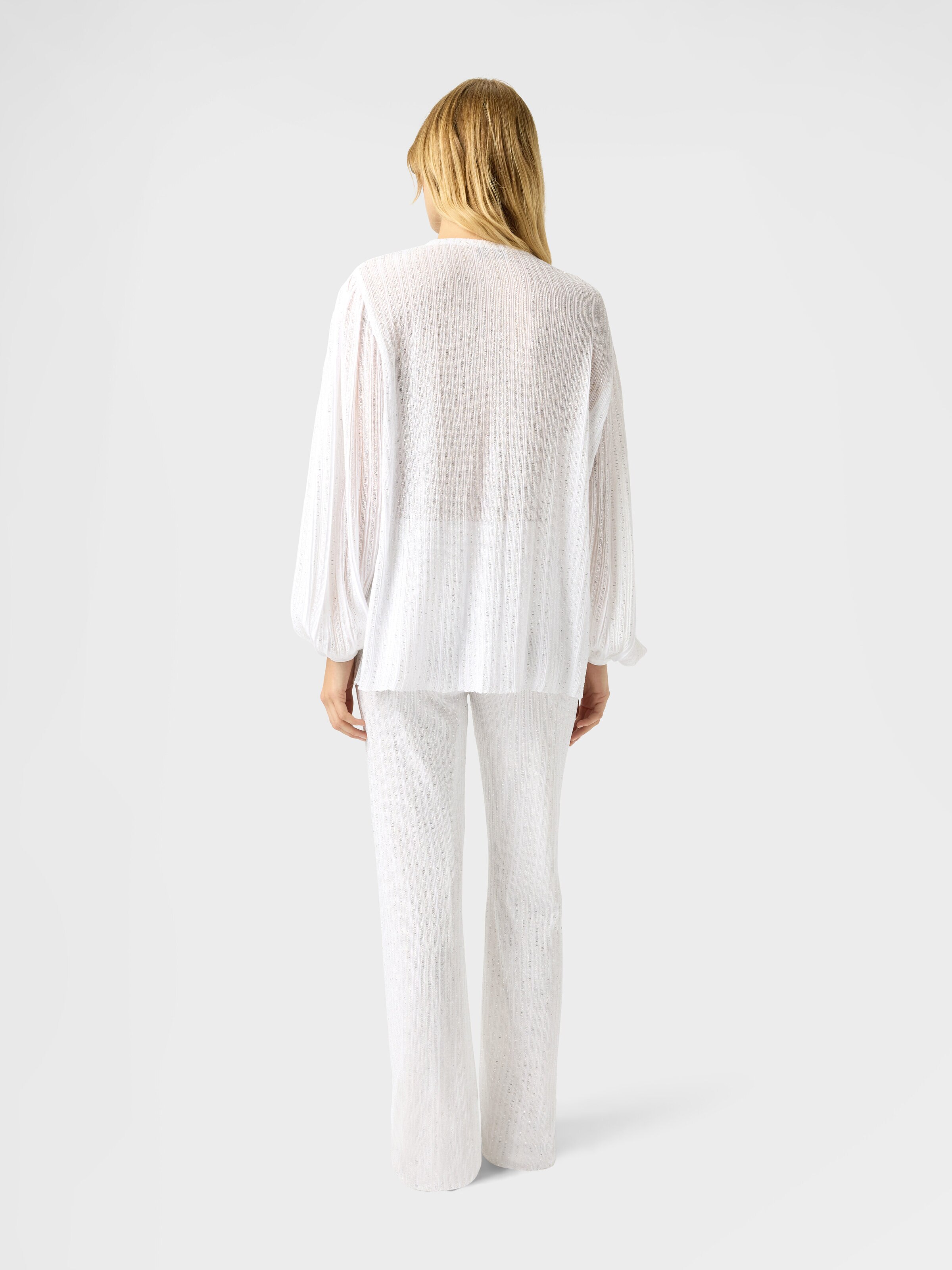 Blusa acanalada de viscosa lamé con lentejuelas, Verde & Marròn - 2