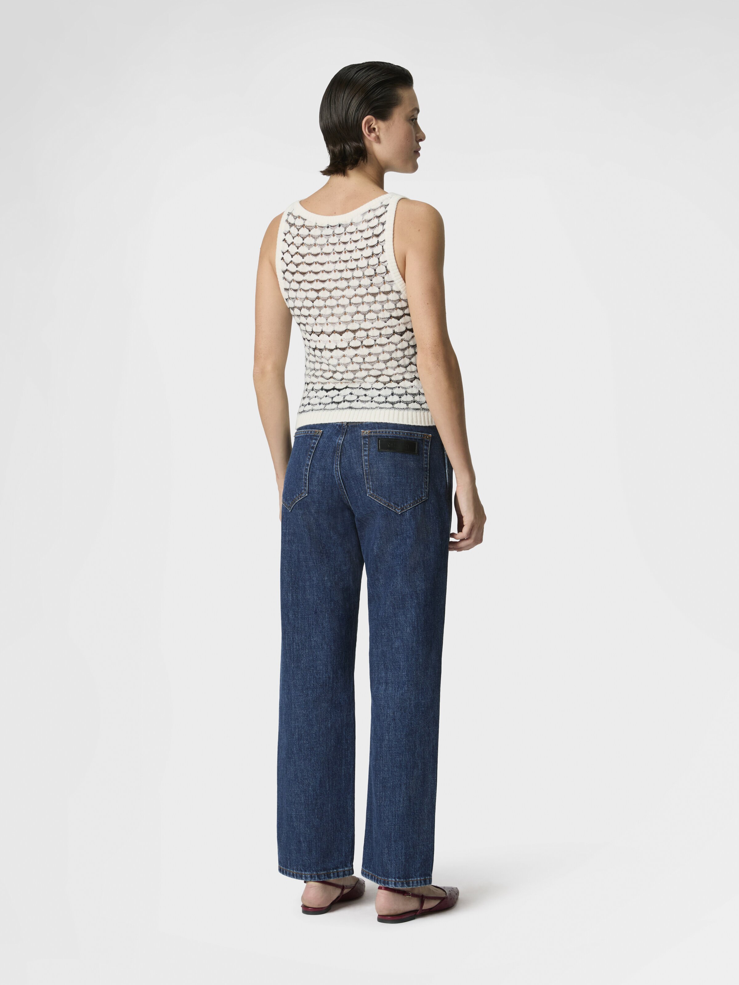 Cashmere and Viscose Tank Top with Contrast Trim, Green& Brown - 2