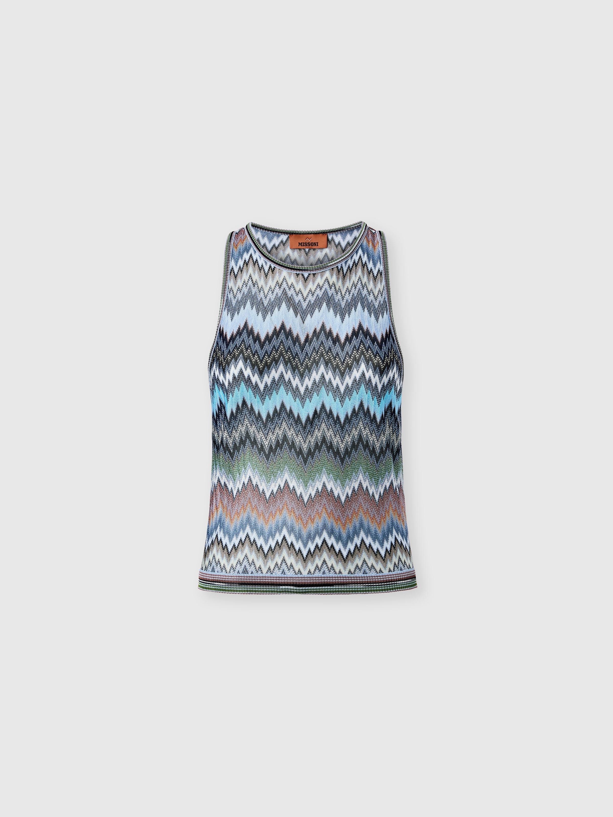 Snake-Pattern Viscose Sleeveless Top Green& Brown | Missoni