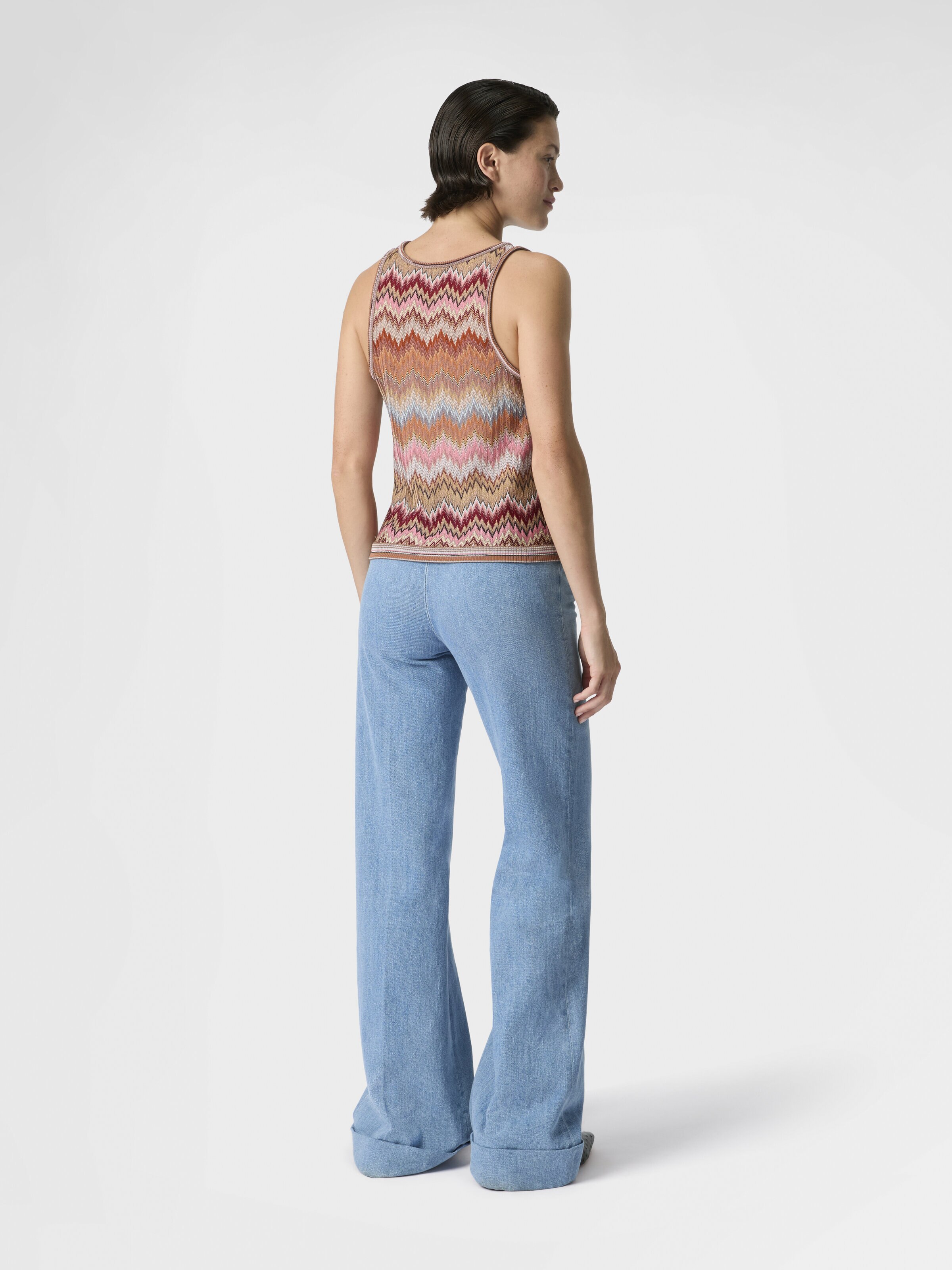 Top sin mangas de viscosa con motivo chevron y serpiente, Verde & Marròn - 2