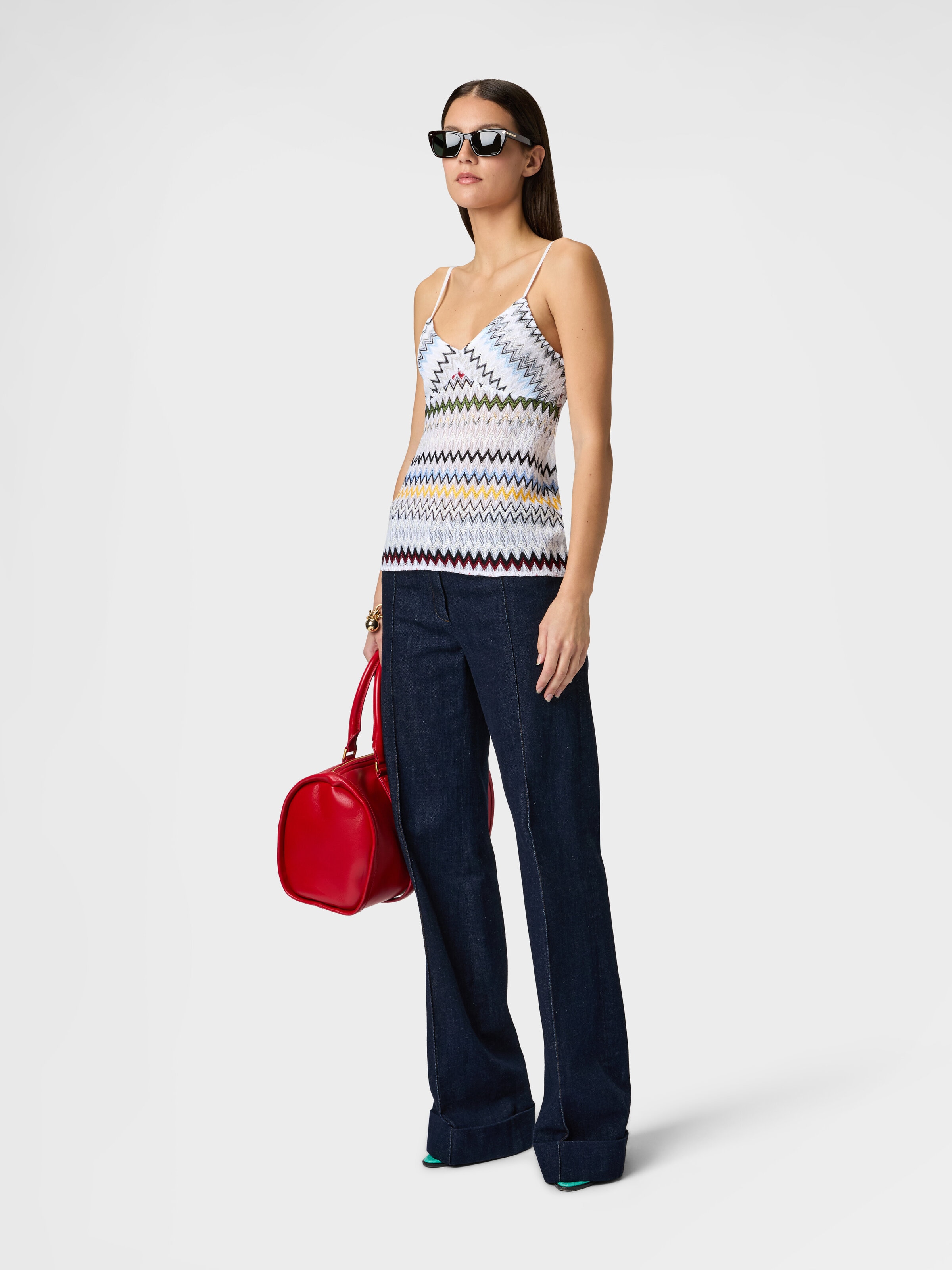 Top in cotton and viscose zig zag Green & Brown | Missoni