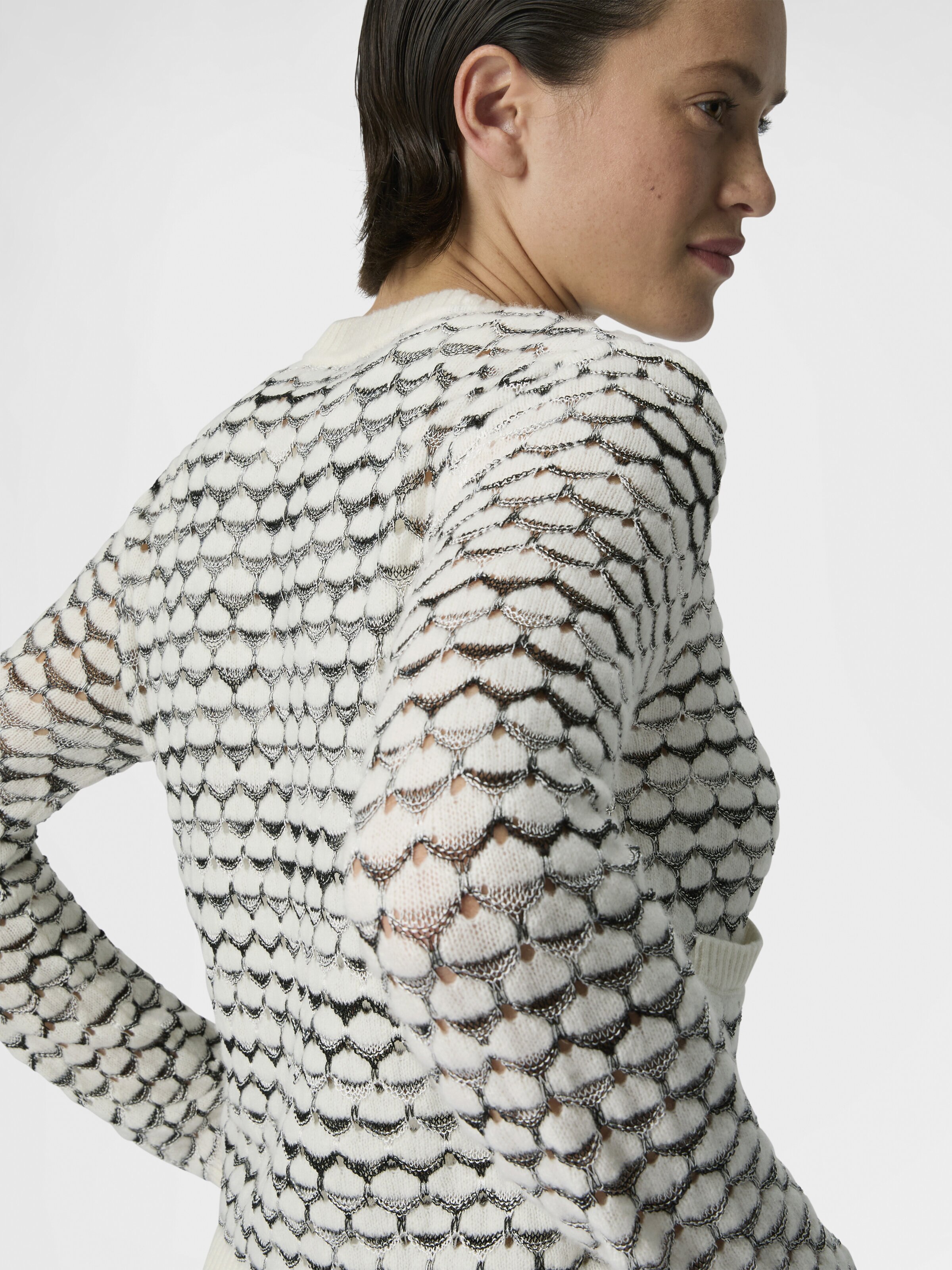 Cashmere and Viscose Cardigan with Contrast Trim, Green& Brown - 4