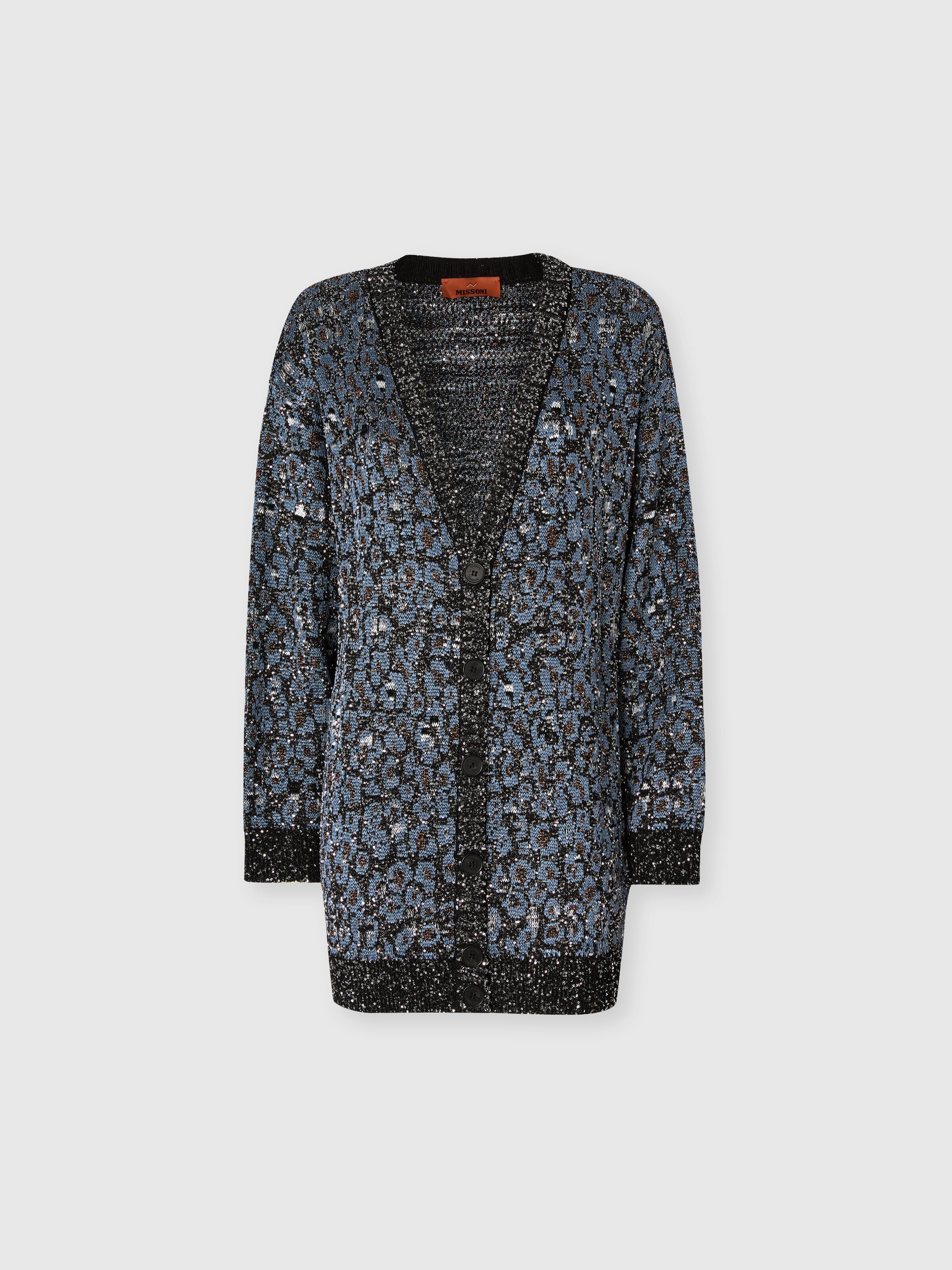 Oversized cardigan in an animal-print jacquard knit, Multicoloured  - 0