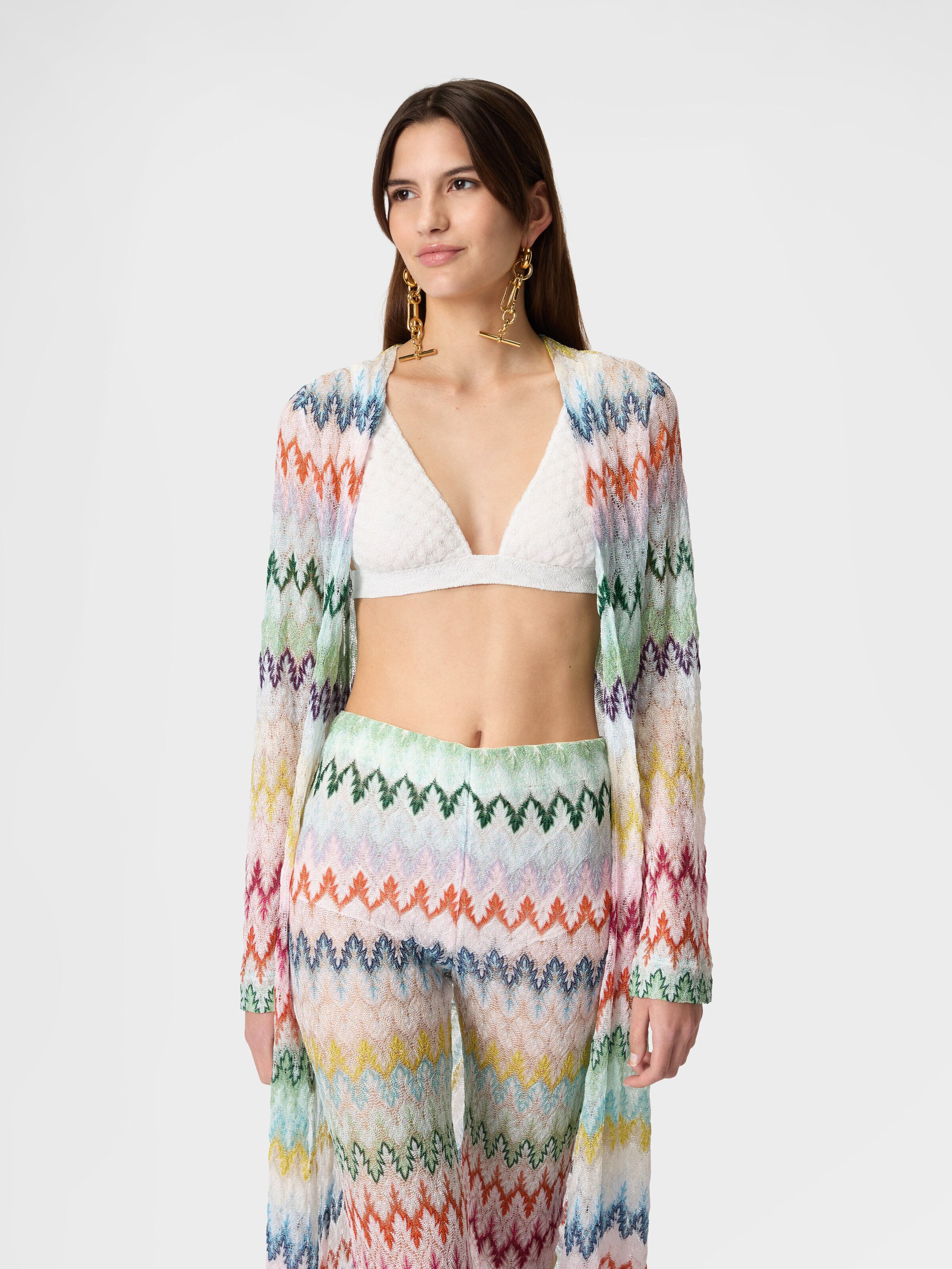 Long zig zag lace cardigan Multicoloured | Missoni