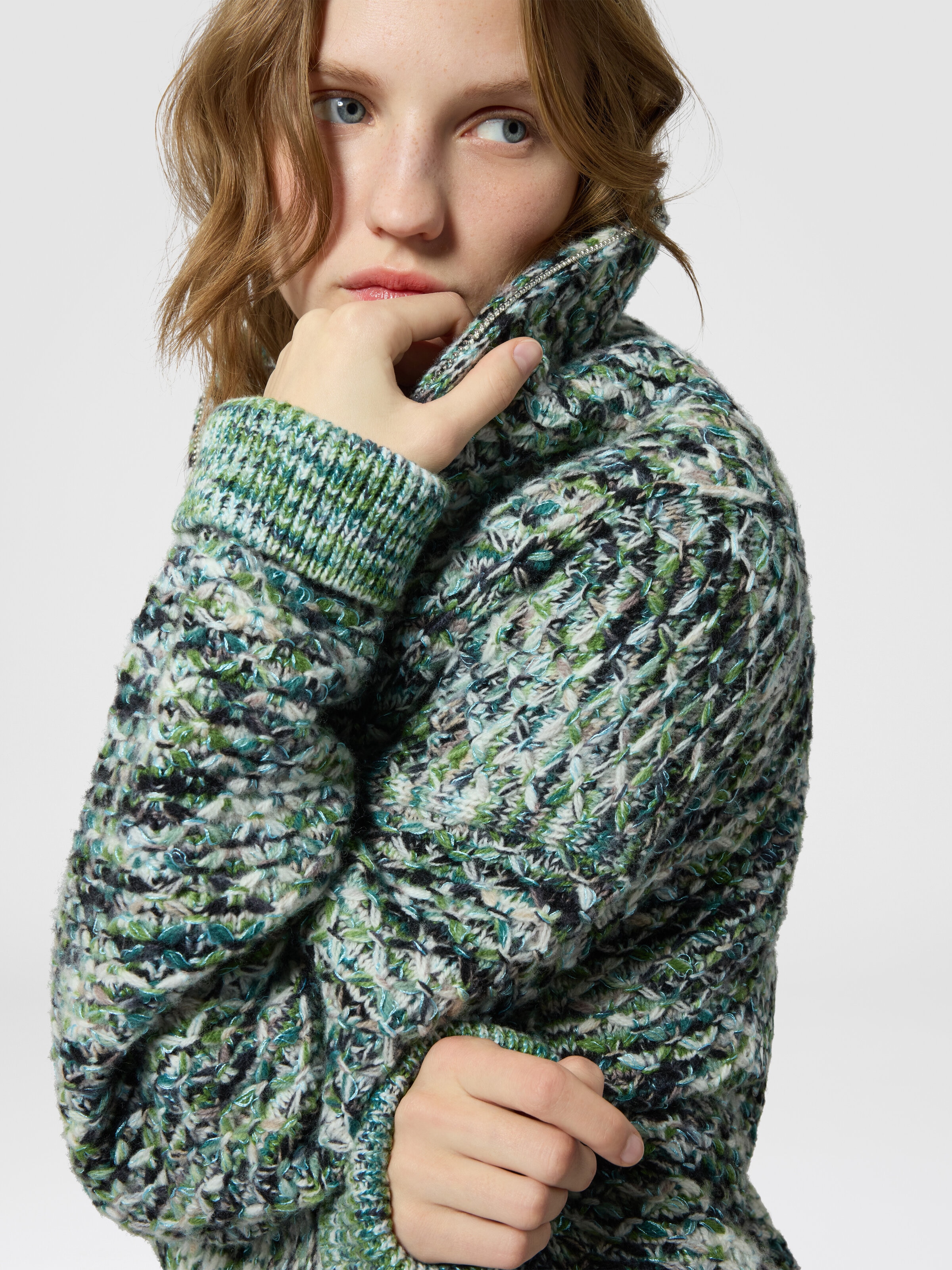 Oversized full-zip cardigan with 3D construction Multicoloured