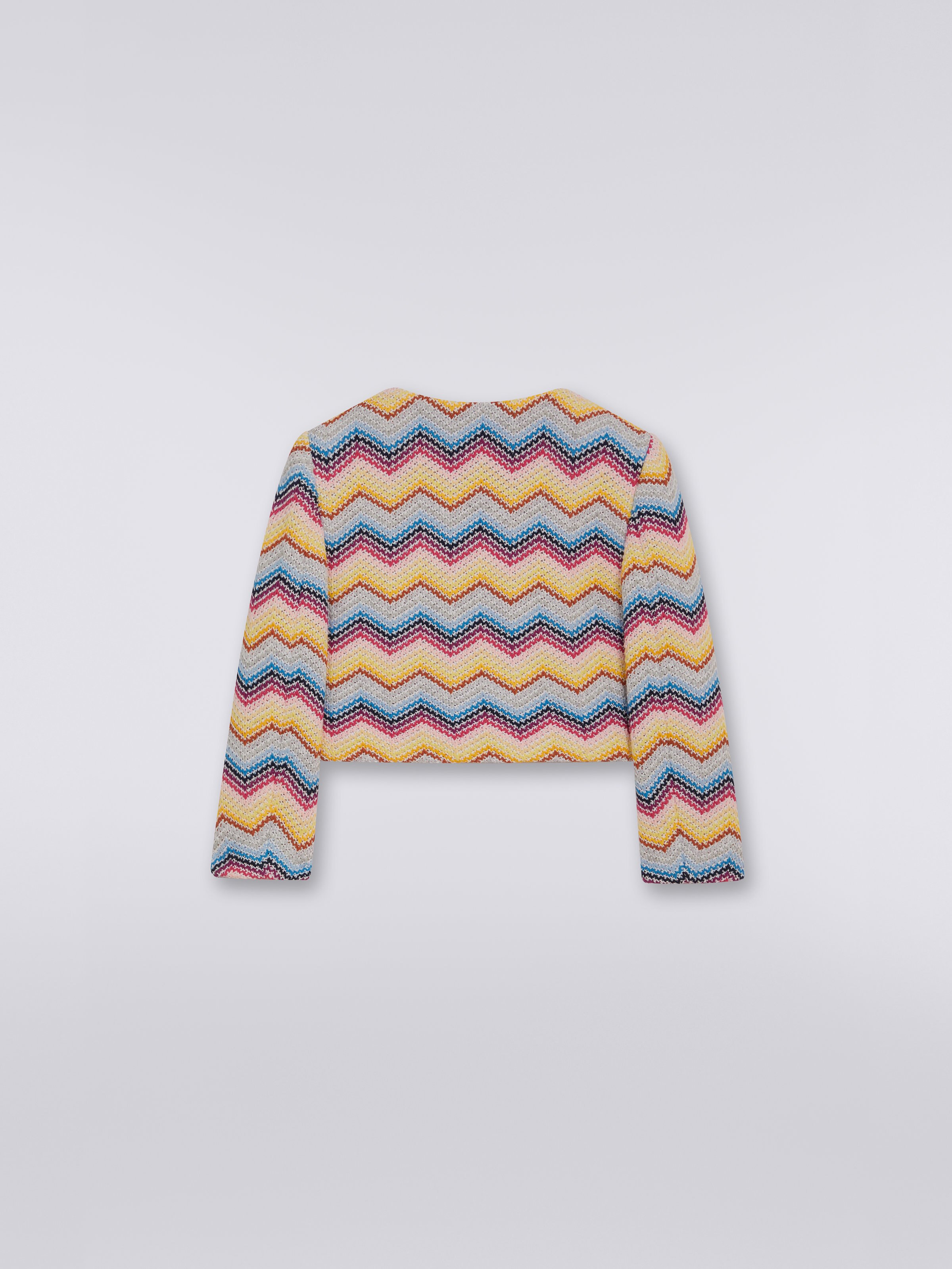 Giacca in misto cotone crochet con chevron multicolore, Multicolore - 1