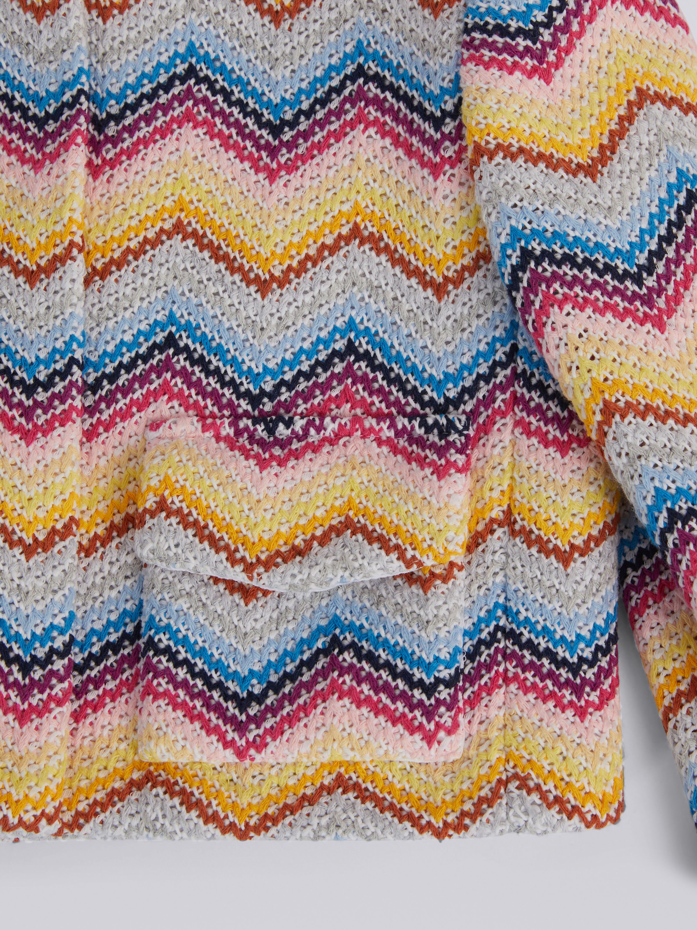 Giacca in misto cotone crochet con chevron multicolore, Multicolore - 2