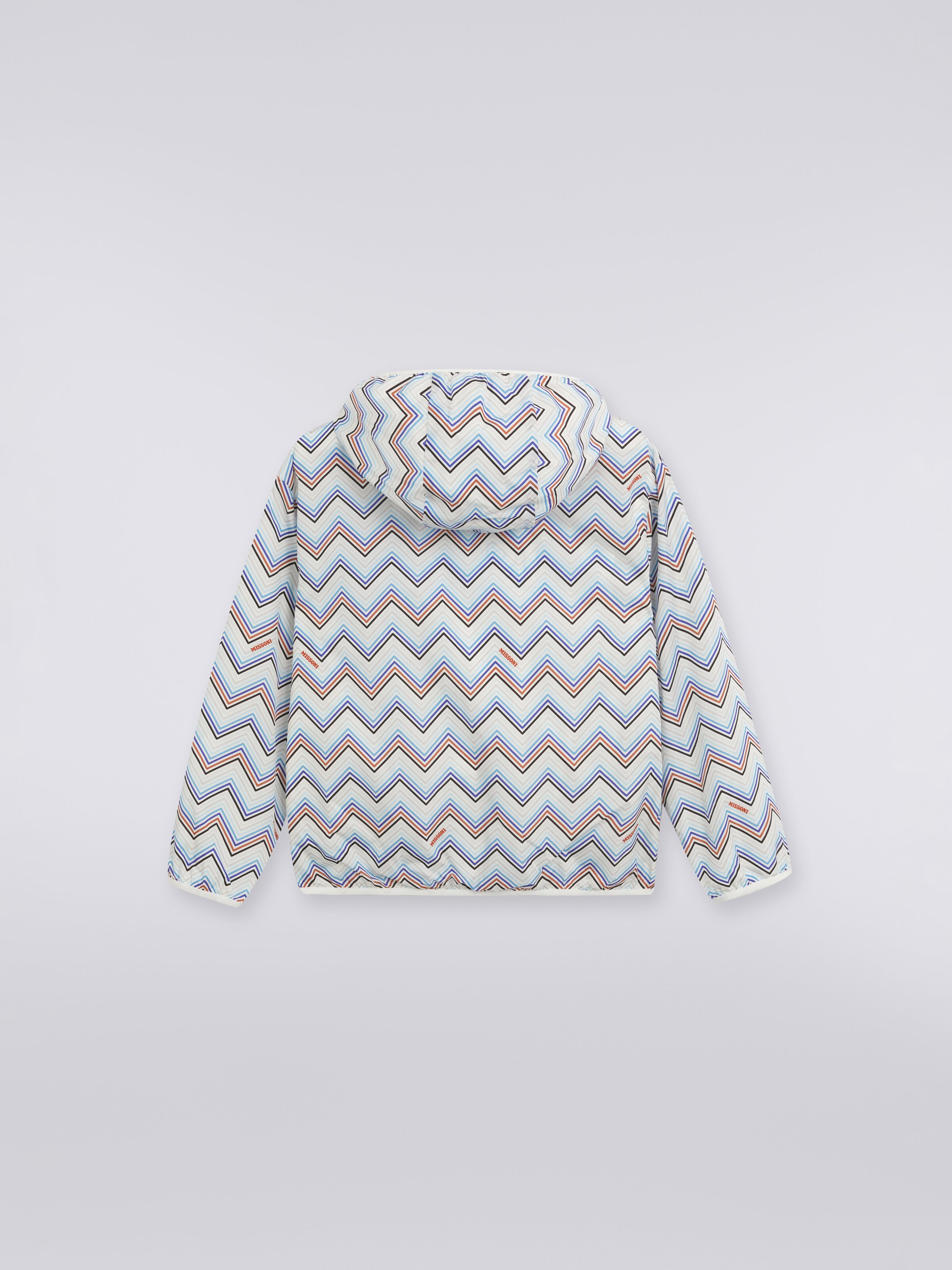 Nylon zigzag windbreaker jacket with hood, Multicoloured  - 1