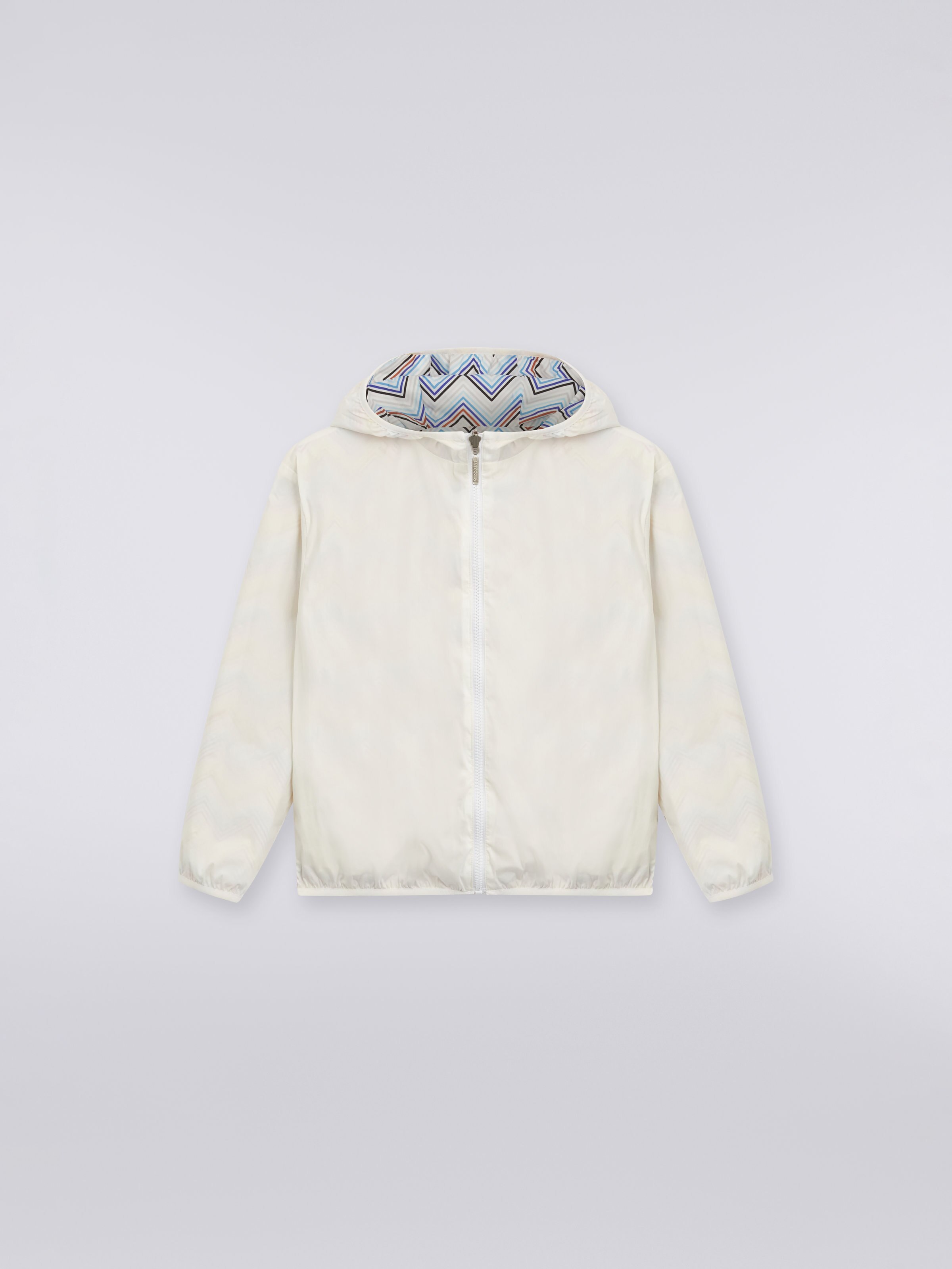 Nylon zigzag windbreaker jacket with hood, Multicoloured  - 2
