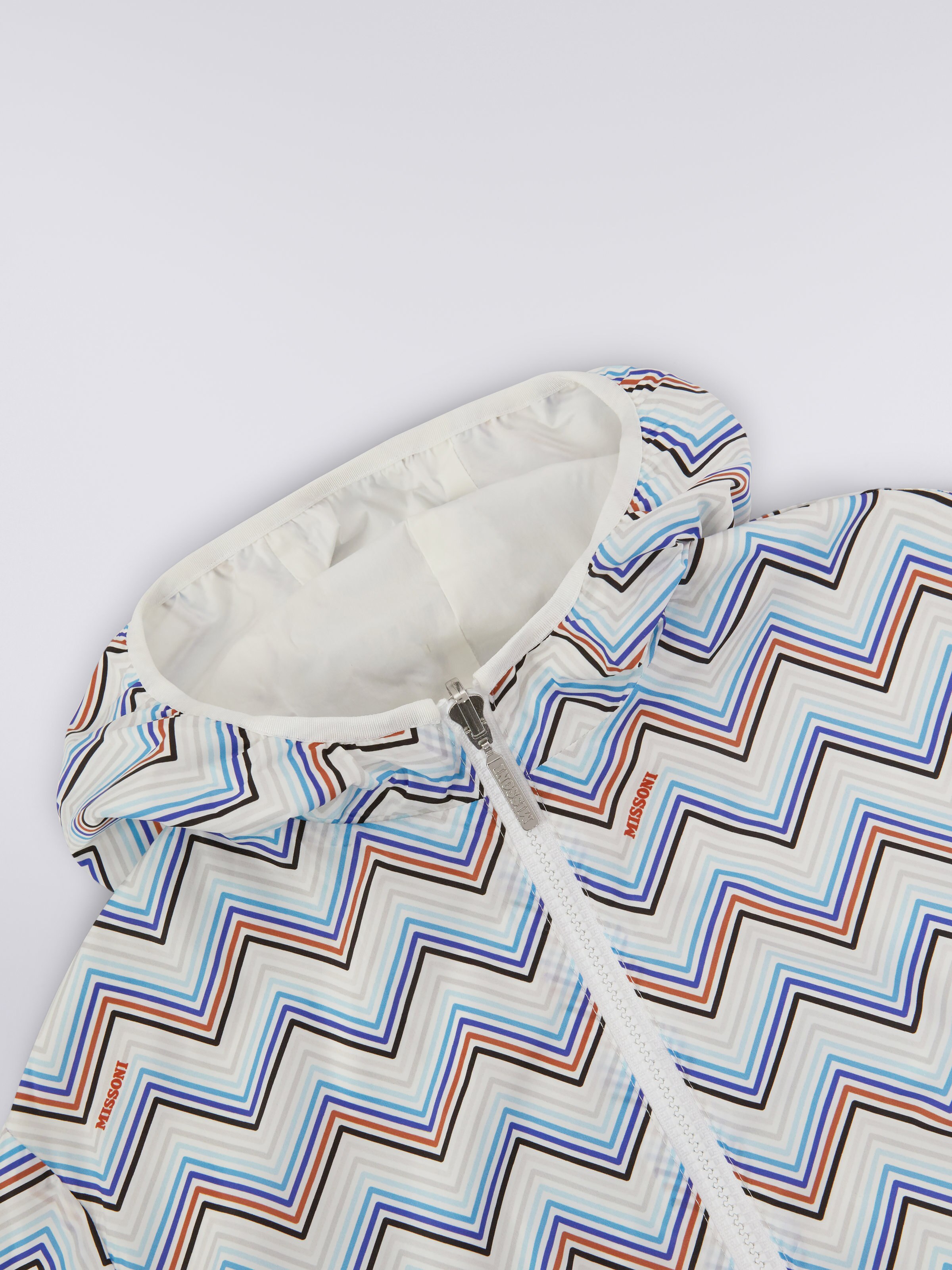Nylon zigzag windbreaker jacket with hood, Multicoloured  - 3