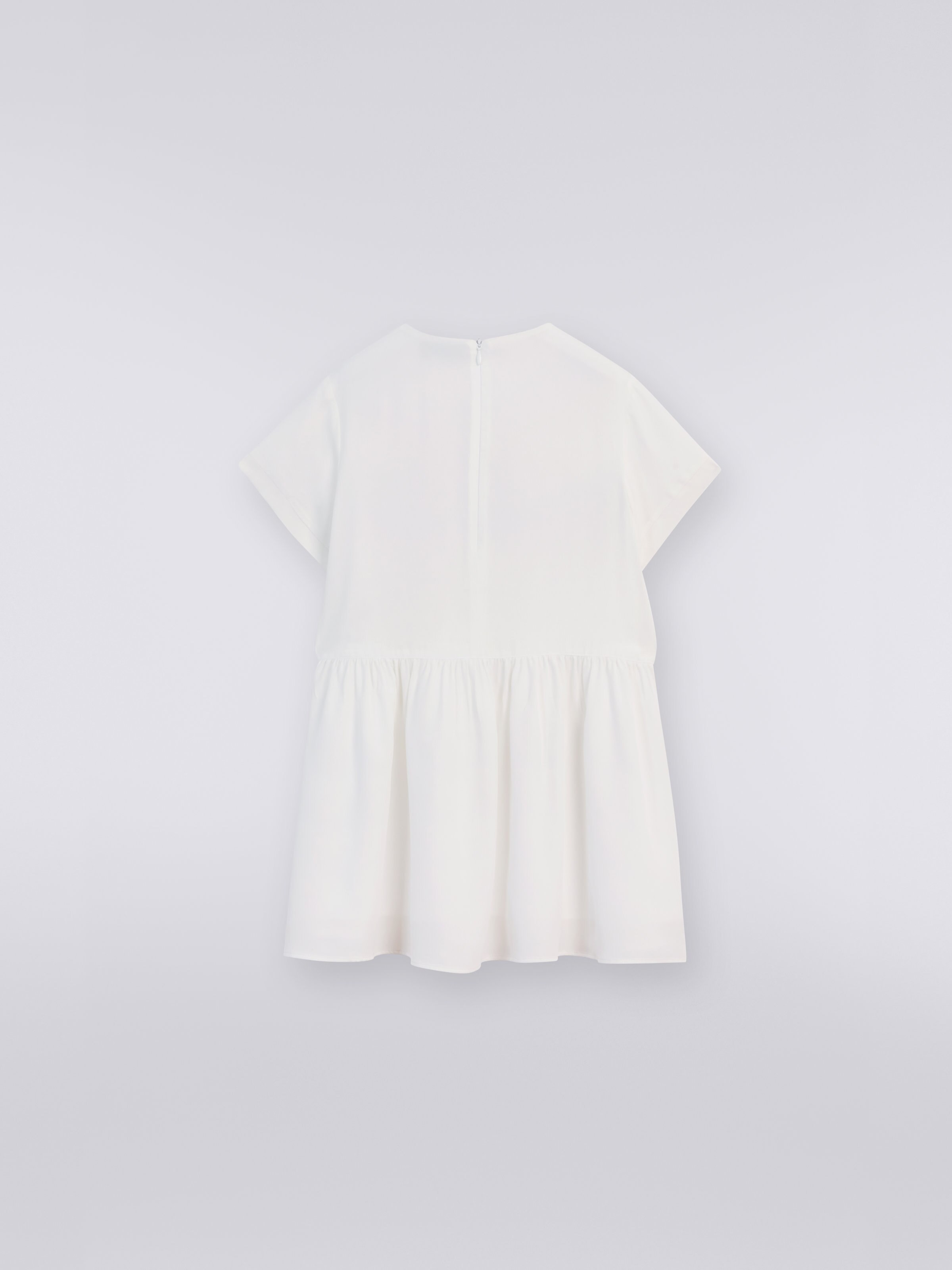Silk blend short-sleeved dress with sequin appliqués, Multicoloured  - 1