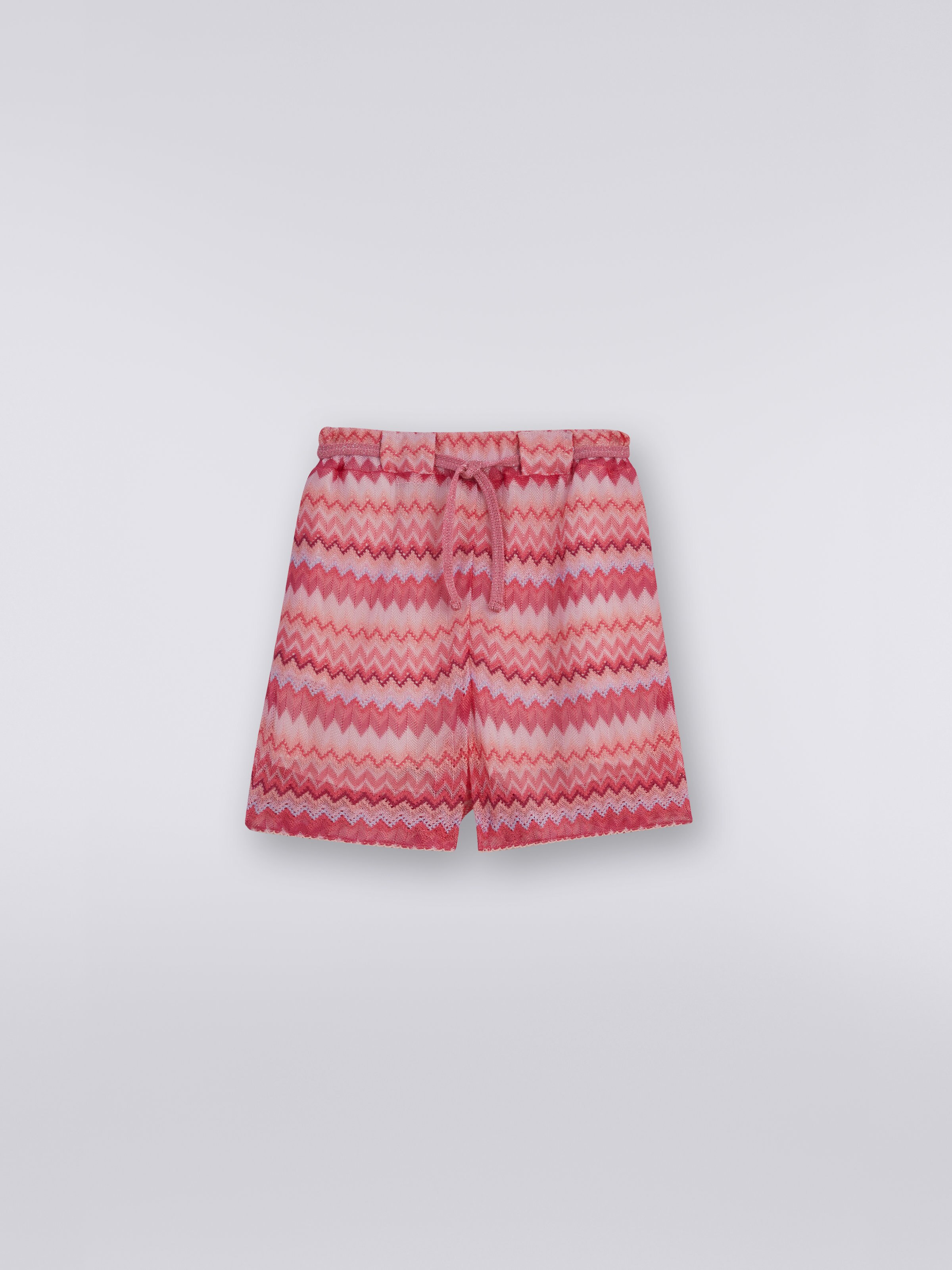 Multicoloured viscose chevron shorts, Pink   - 0