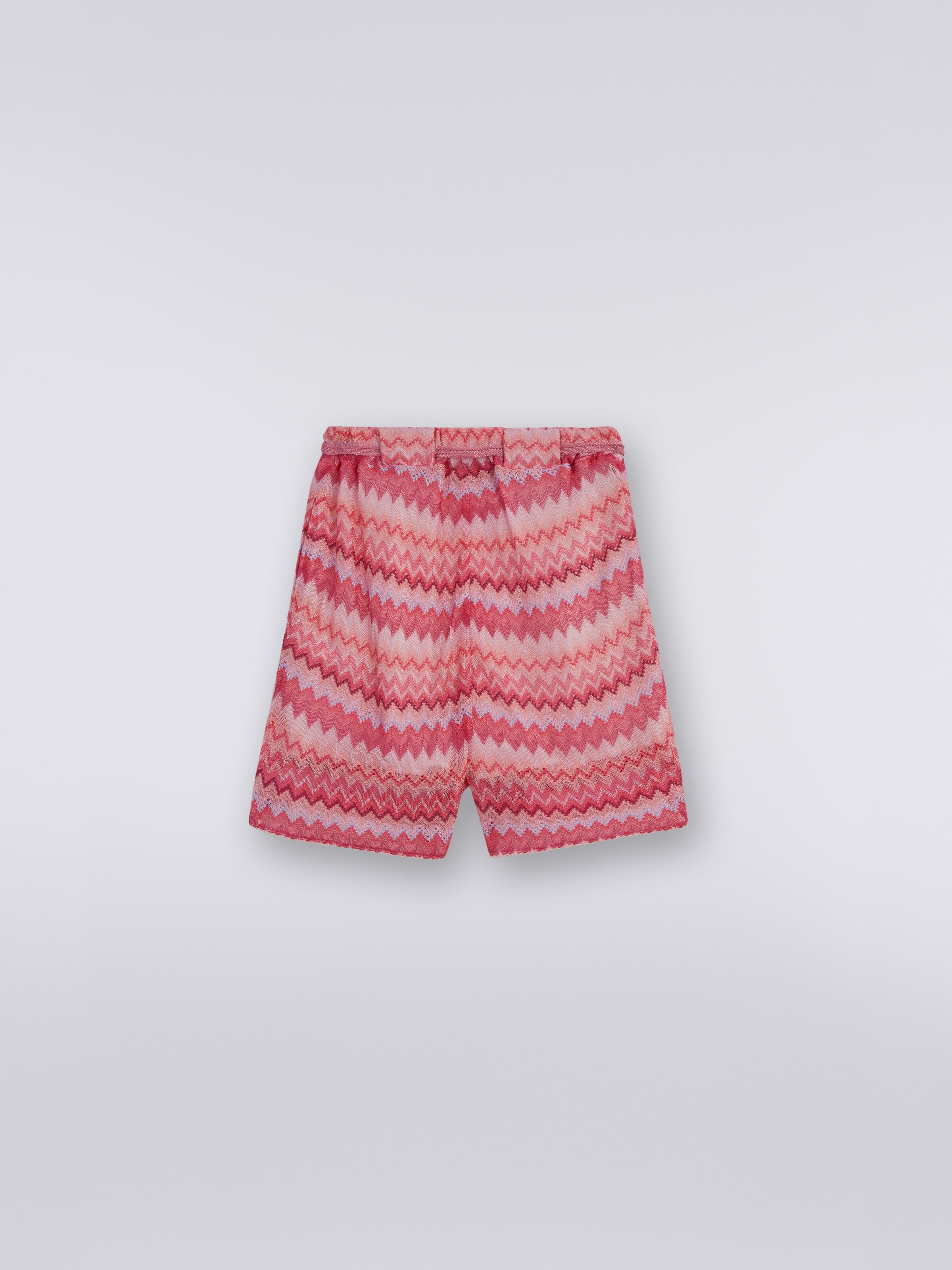 Multicoloured viscose chevron shorts, Pink   - 1