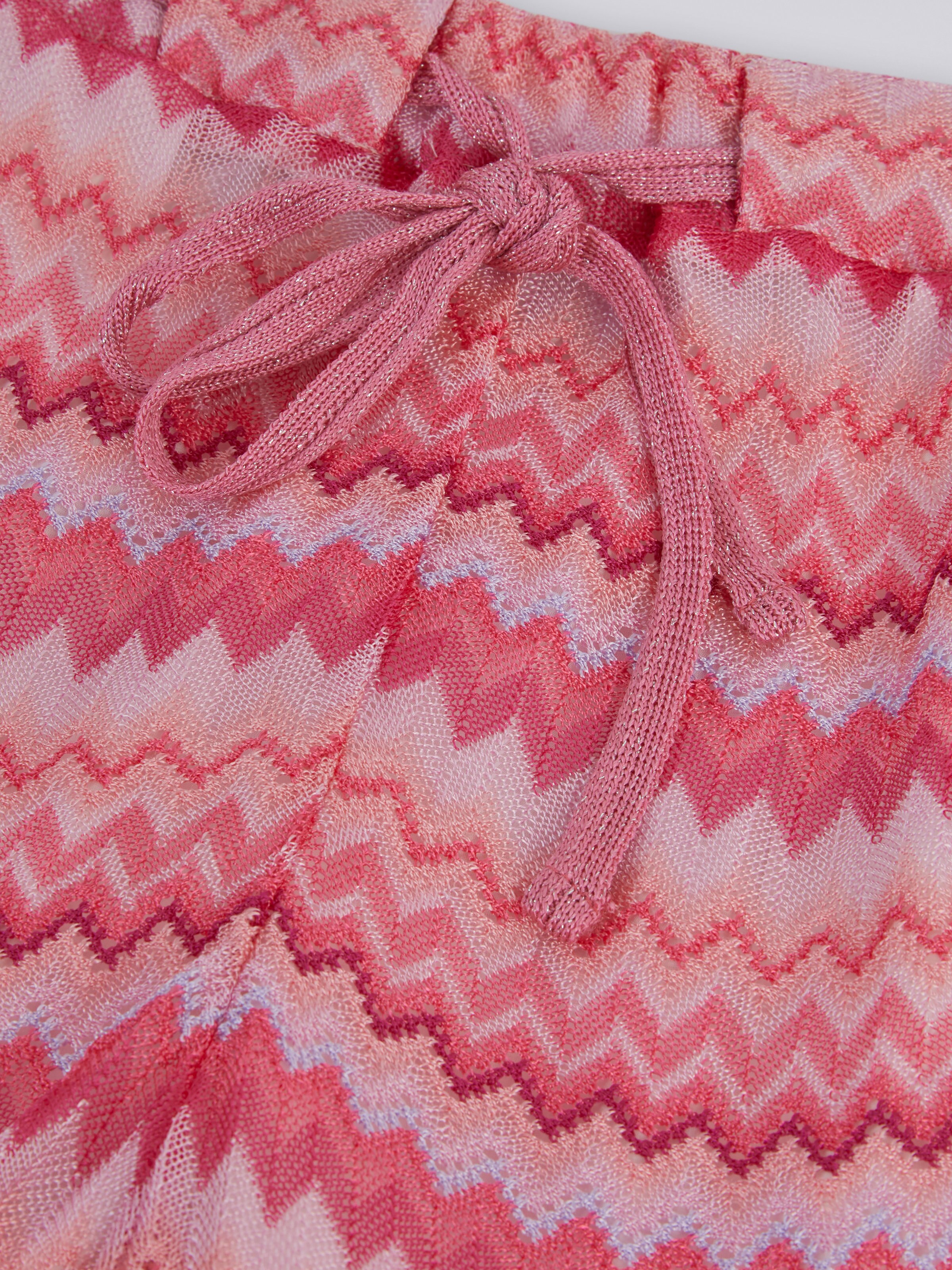 Multicoloured viscose chevron shorts, Pink   - 2